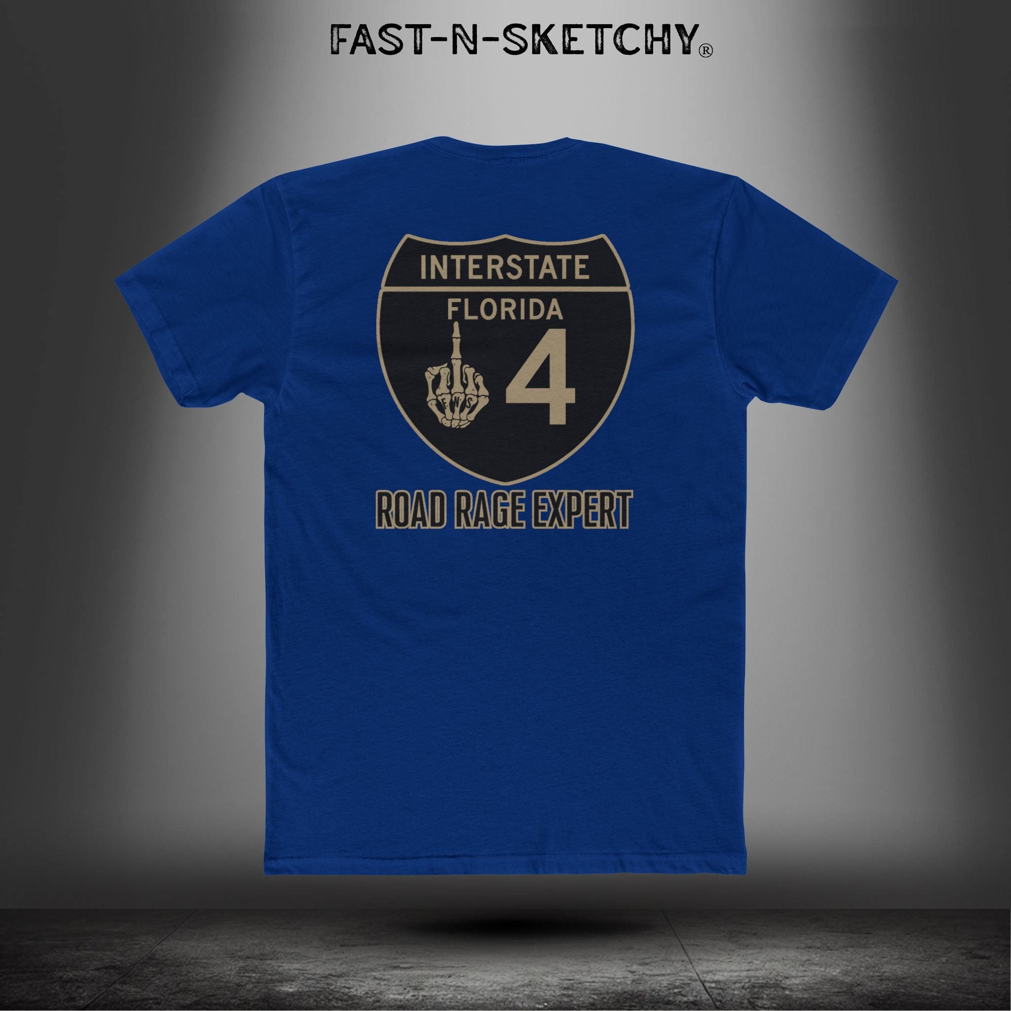 I-4 Road Rage Expert Florida (Black Sign) Premium Fitted Tee: Biker Edition Relaxed Classic Tee