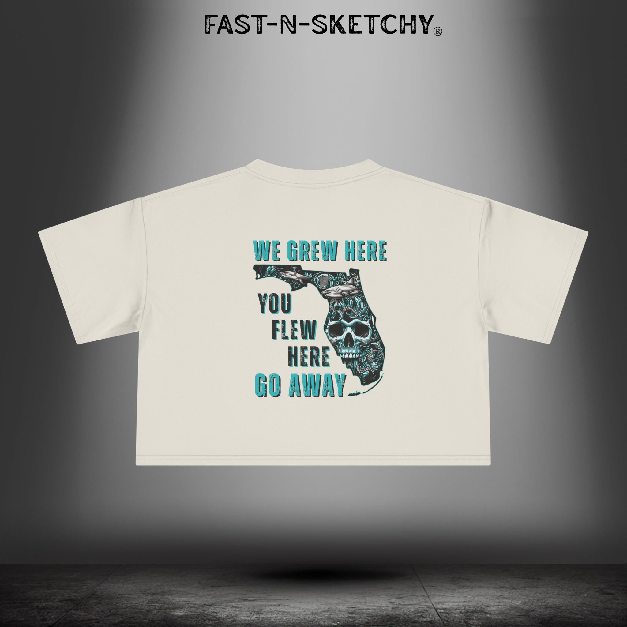 WE GREW HERE, YOU FLEW HERE, GO AWAY: Crop Top (Medium-Weight)