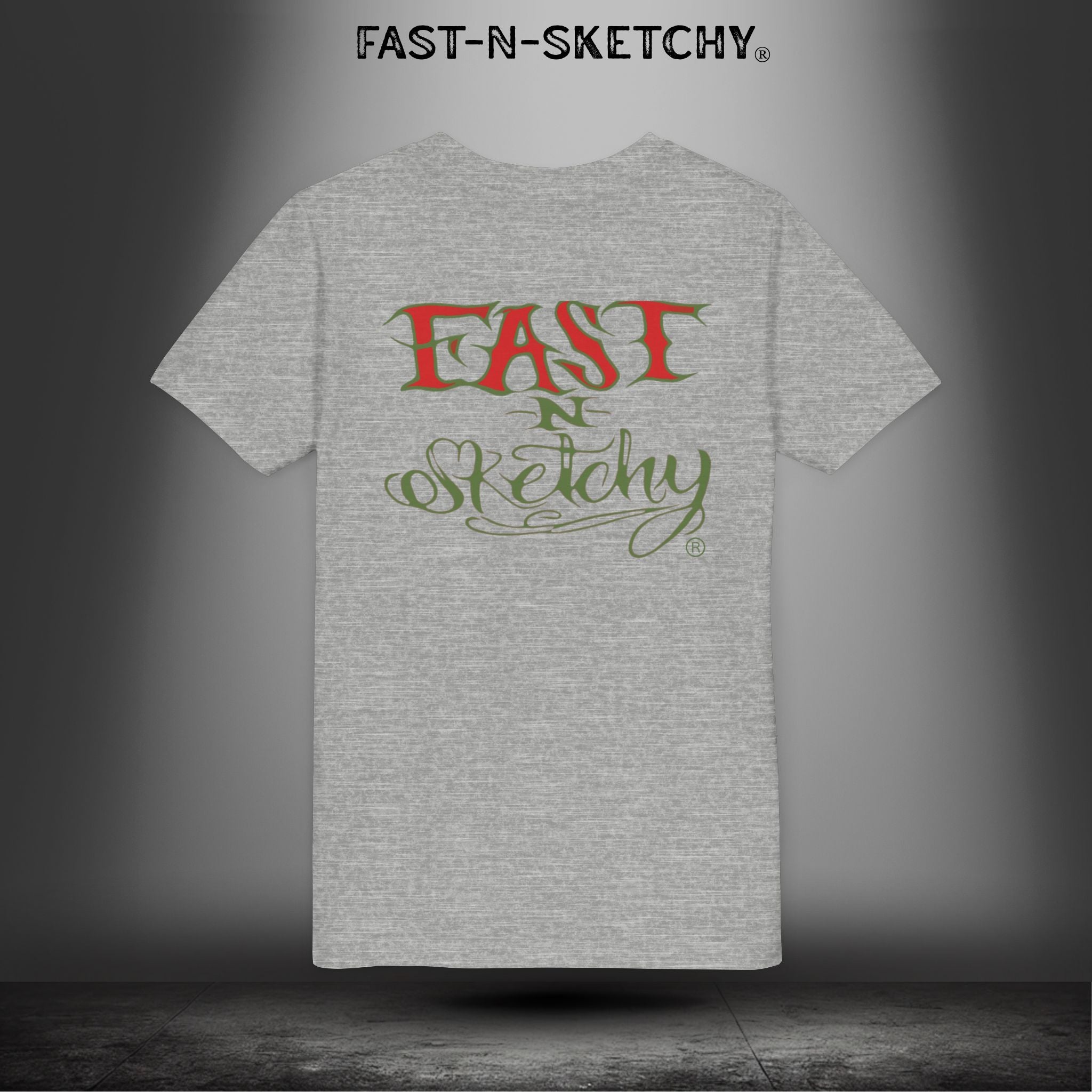ORIGINAL FAST-N-SKETCHY® LOGO: East Sketchy Youth Short Sleeve Tee (Red/Green Letters)