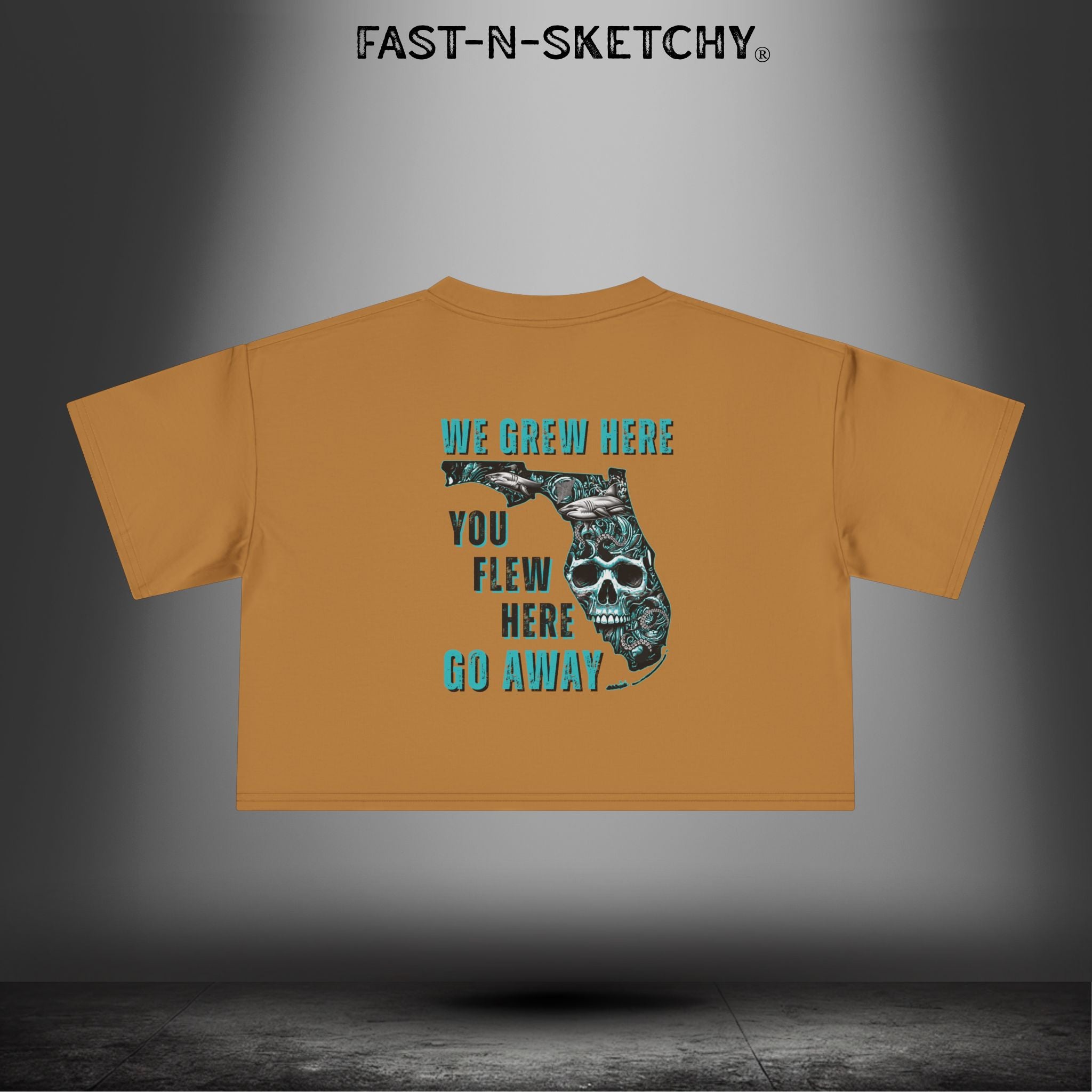 WE GREW HERE, YOU FLEW HERE, GO AWAY: Crop Top (Medium-Weight)