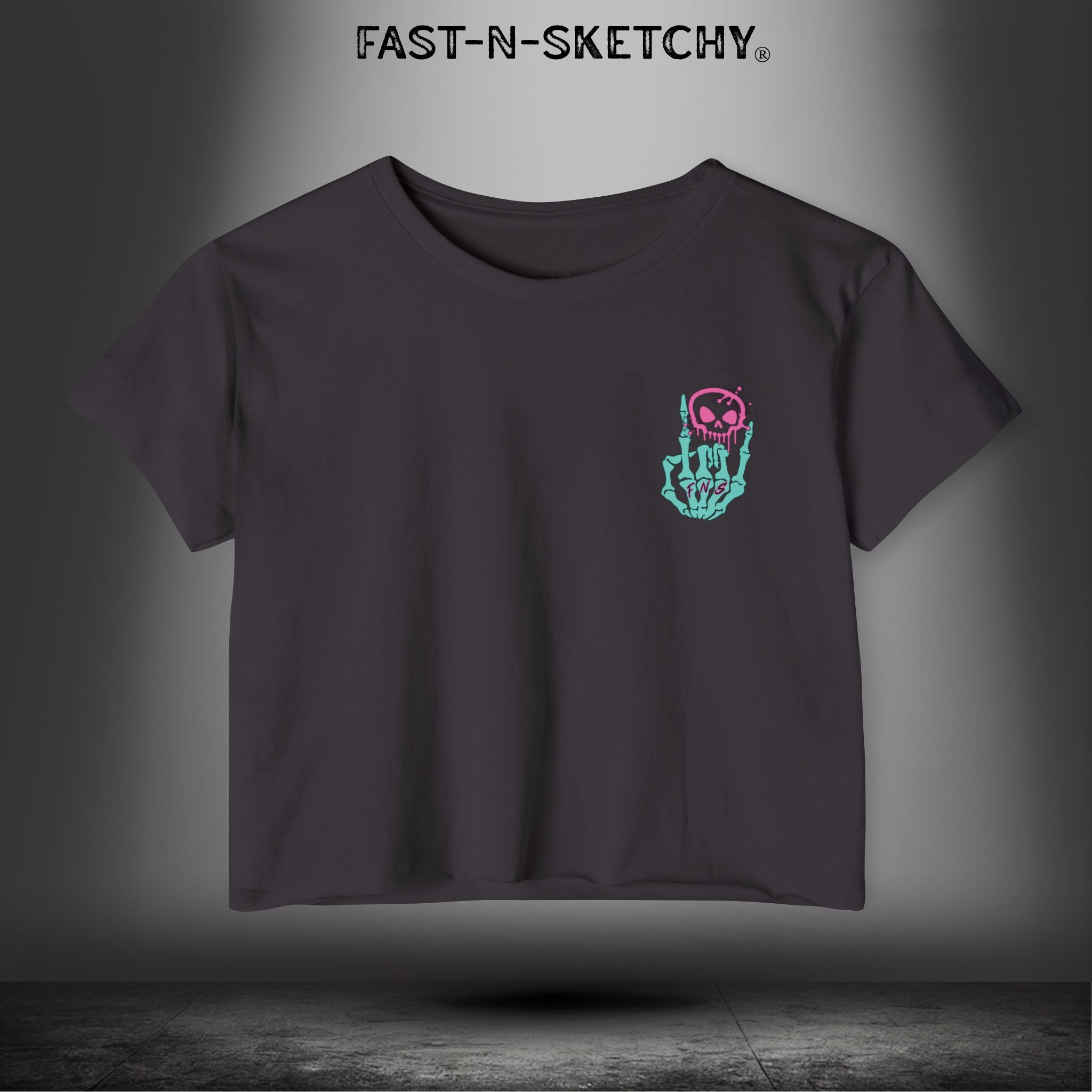 FAST-N-SEXY™ WITH HALF SKULL: Festival Crop Top