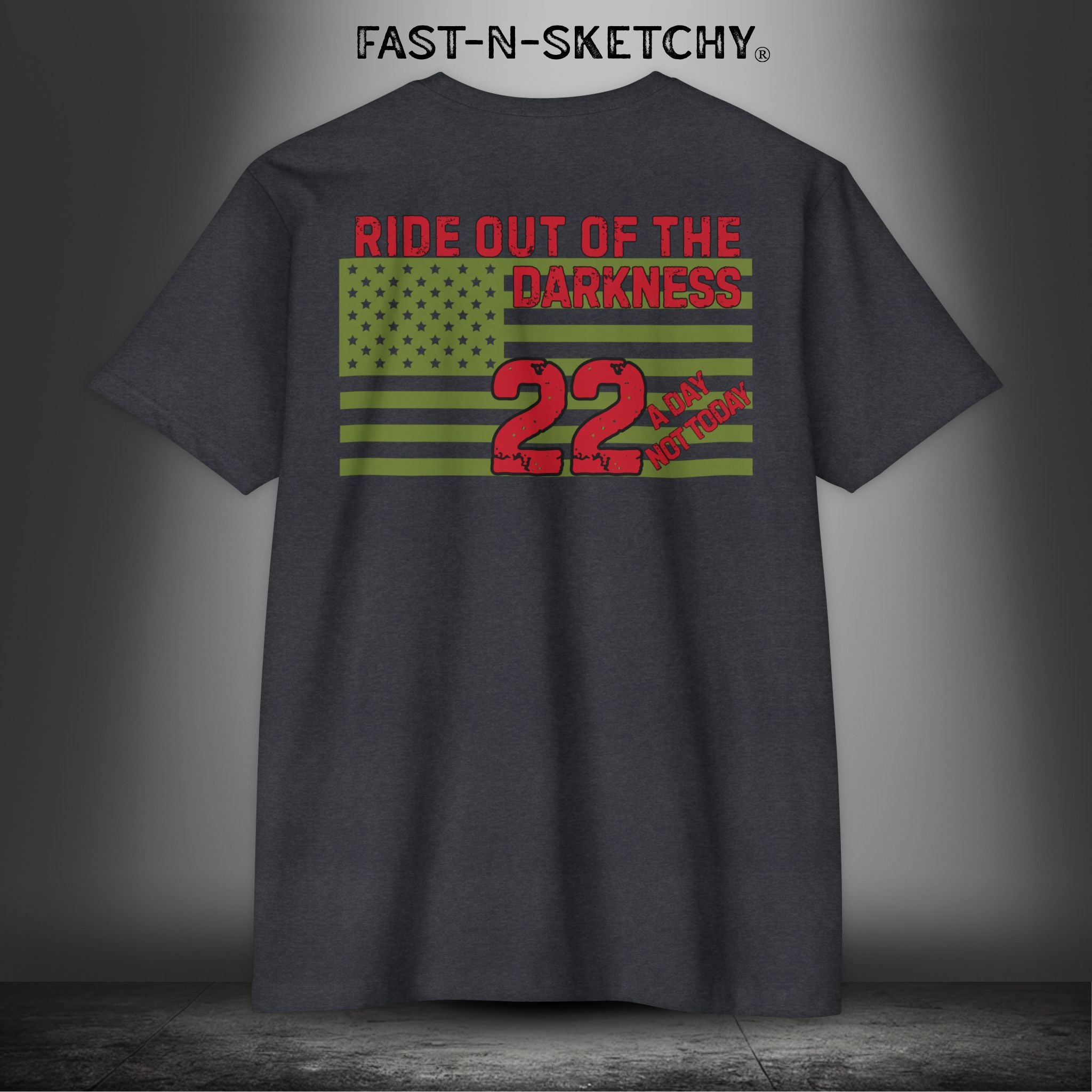 Military Edition Flag T-Shirt 22 a Day, Not Today | Sponor for Ride Out of the Darkness