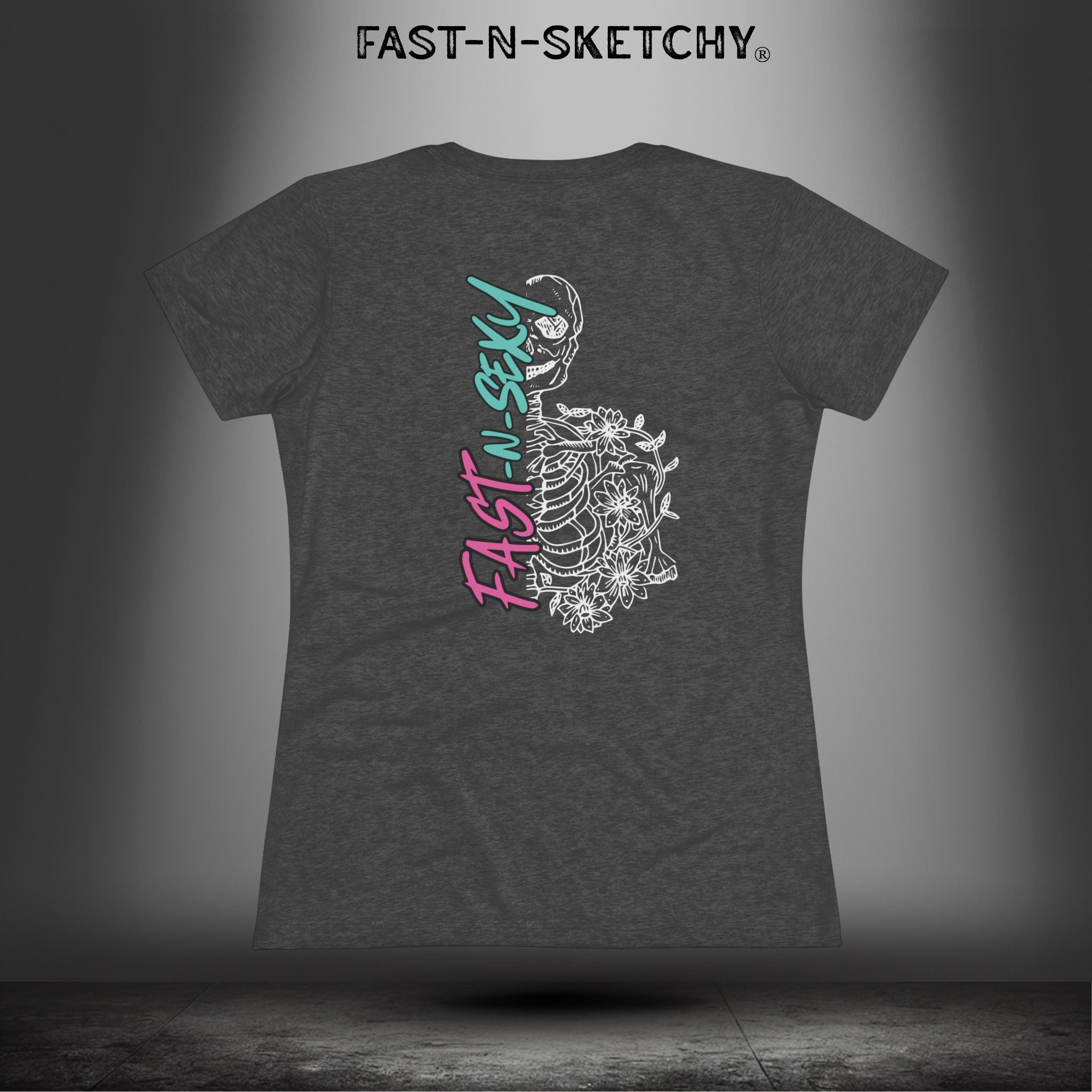 FAST-N-SEXYâ„¢ WITH HALF SKULL: Women's Triblend Tee
