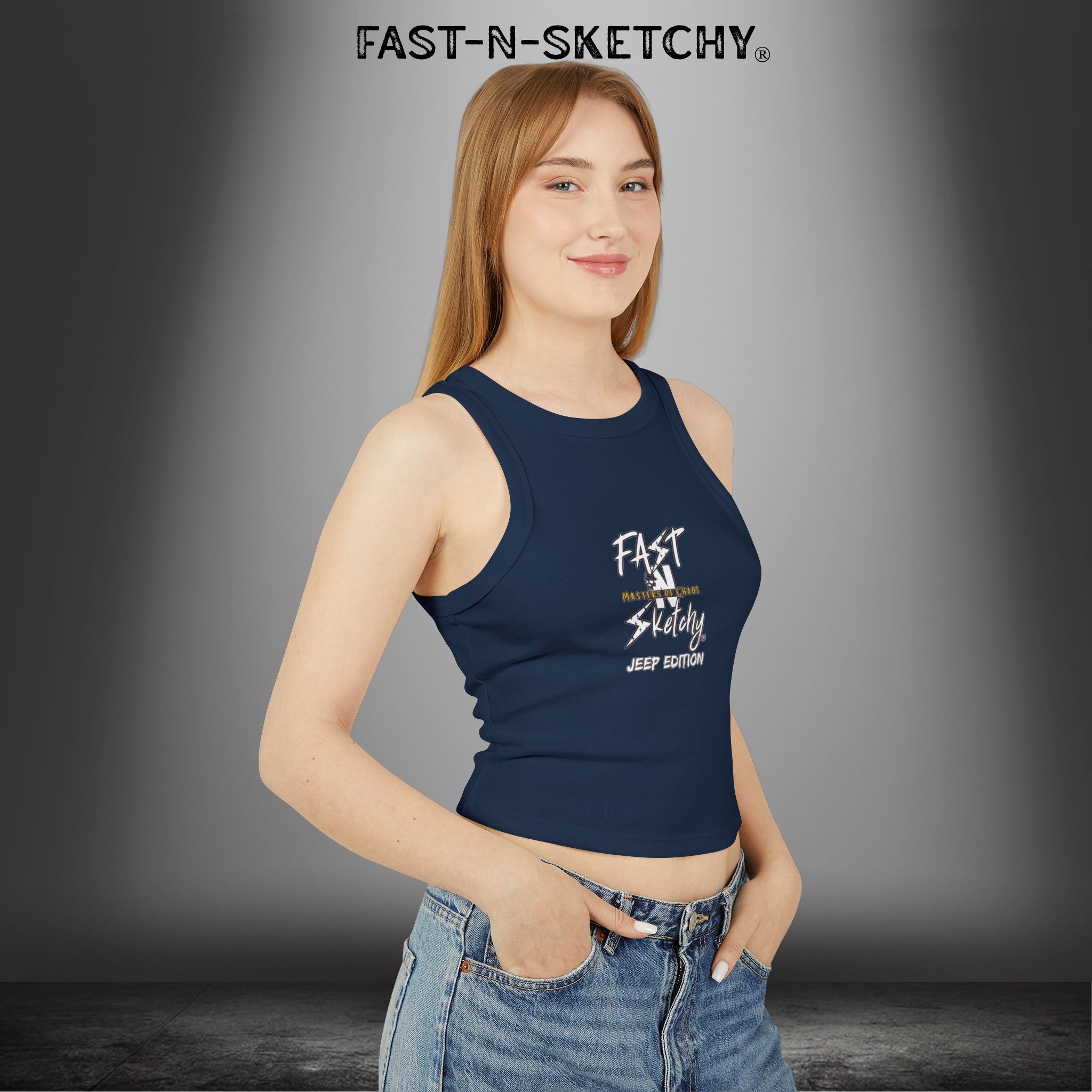 JEEP EDITION: WAVE DAMNIT created by Holly - Micro Rib Racer Tank Top