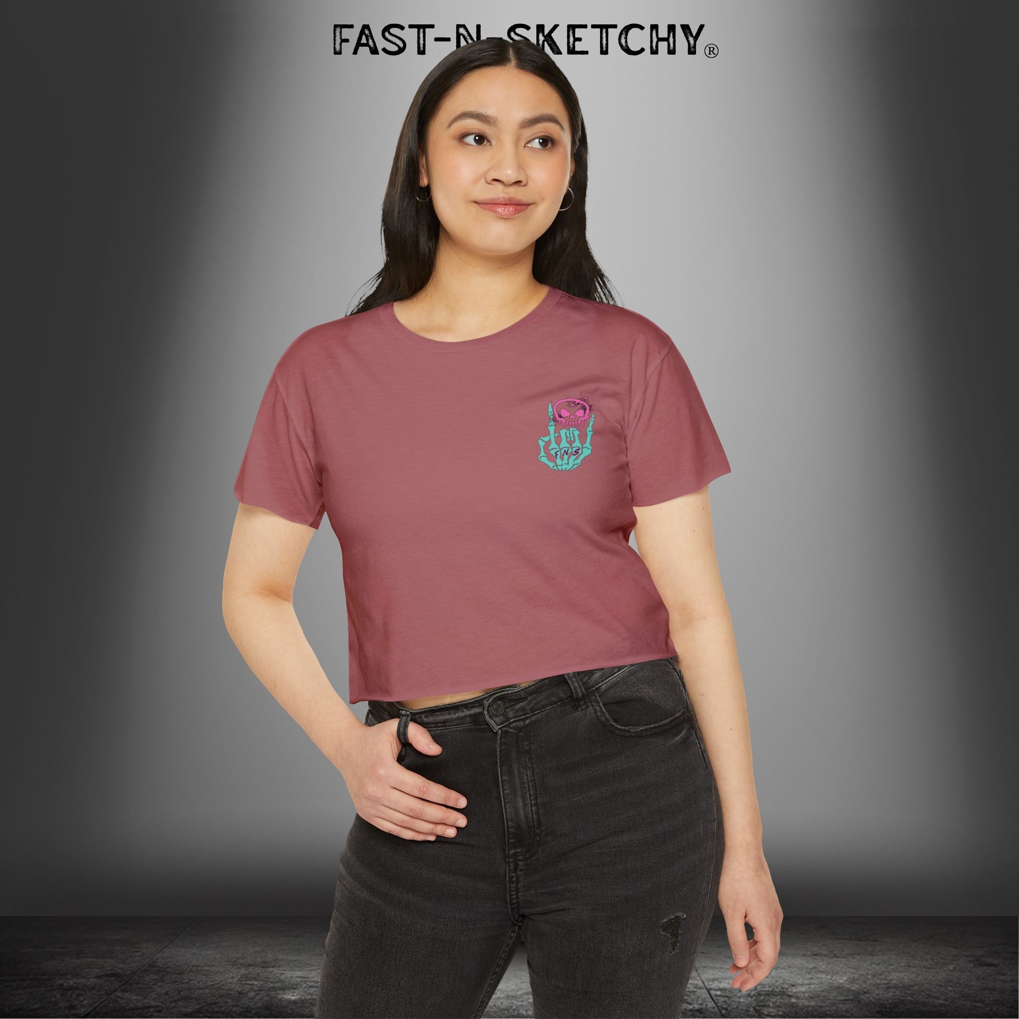 FAST-N-SEXY™ WITH HALF SKULL: Festival Crop Top