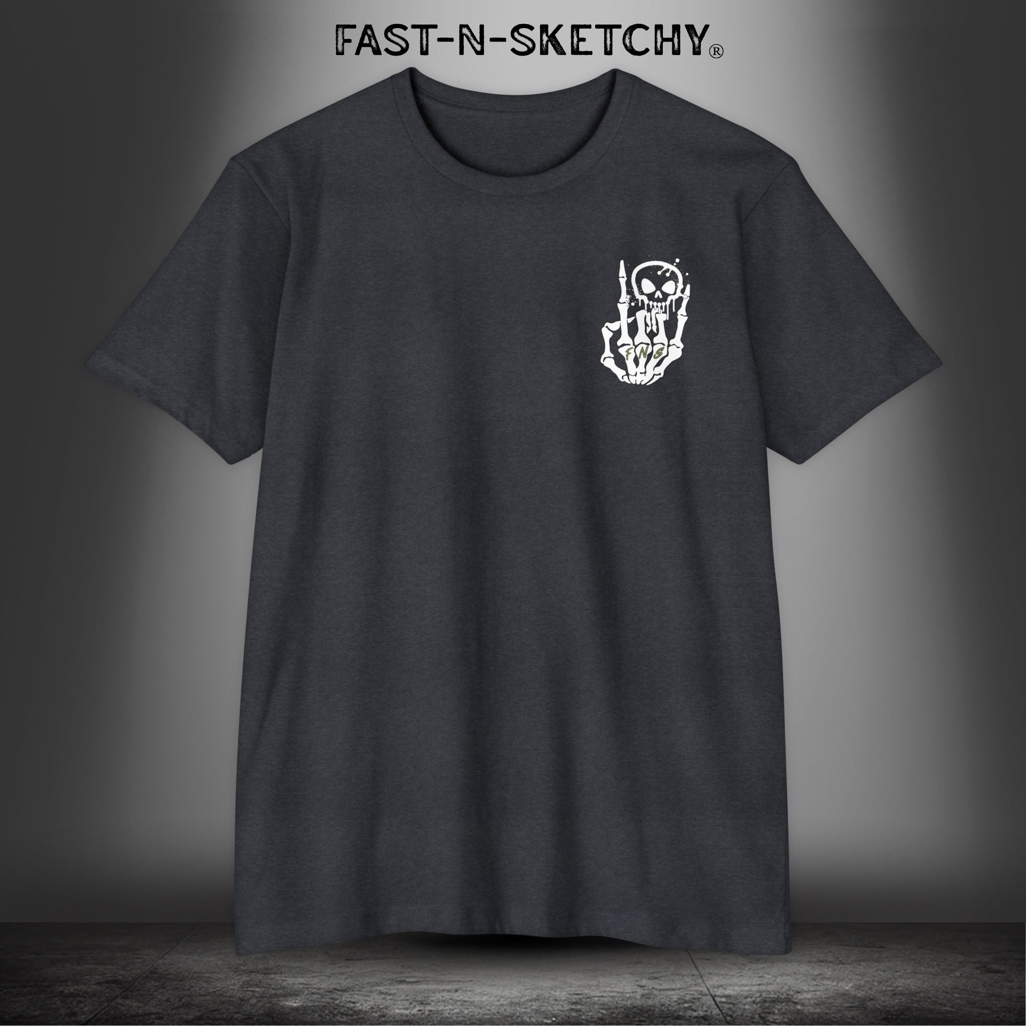 FAST-N-SKETCHY - T-shirt Classic Fit Crewneck - Next Level 6210 (Dark Colors/Green Words)