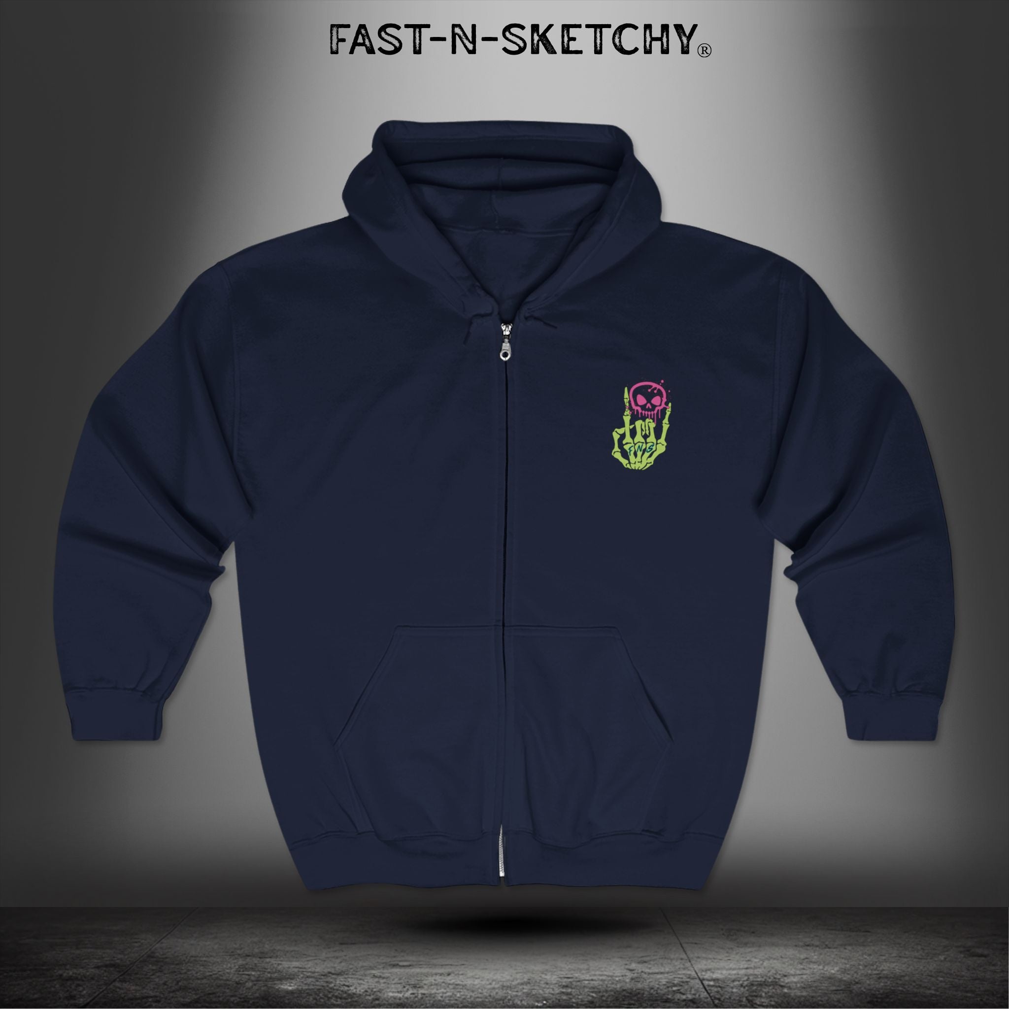 FAST-N-SKETCHY® - Zip Hoodie - Unisex Heavy Blend - (Hot Colors)