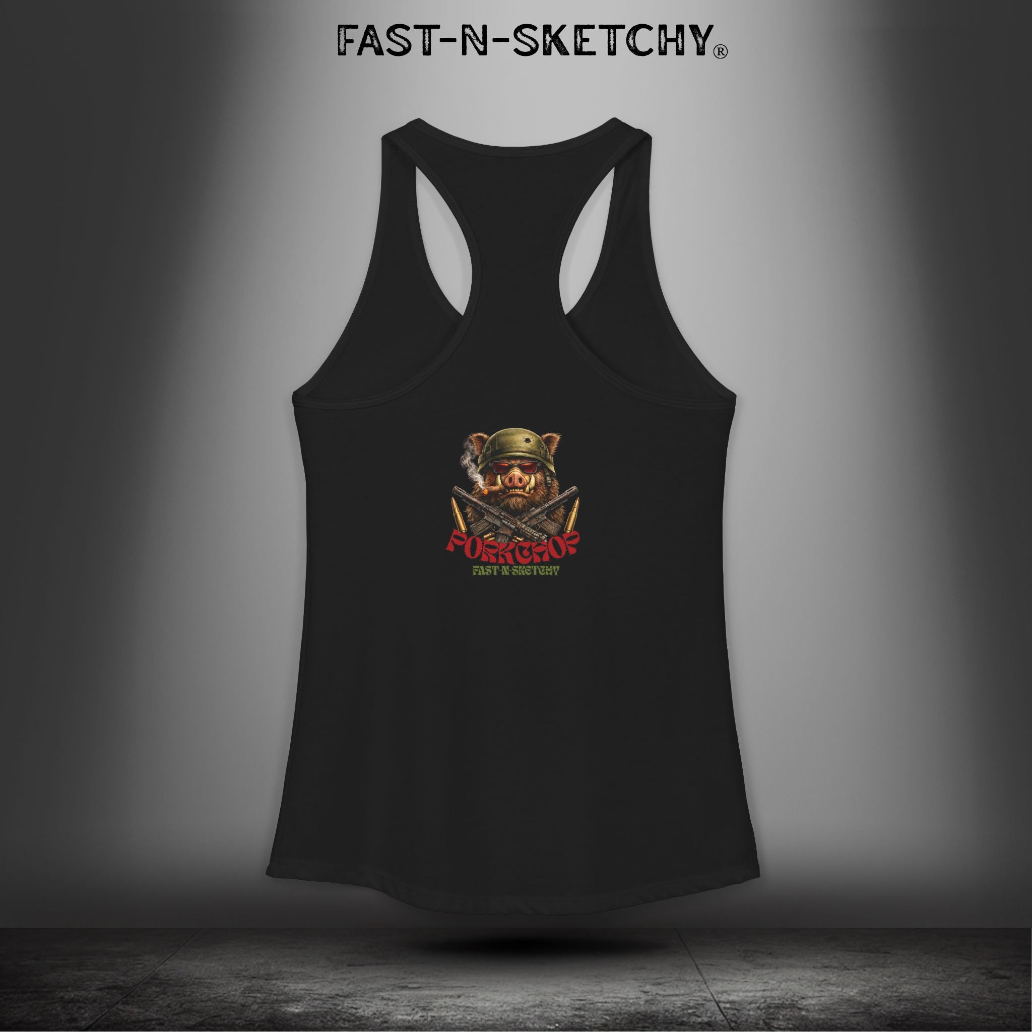 Porkchop, Thick Cut Thin Patience: Military Edition Racerback Tank