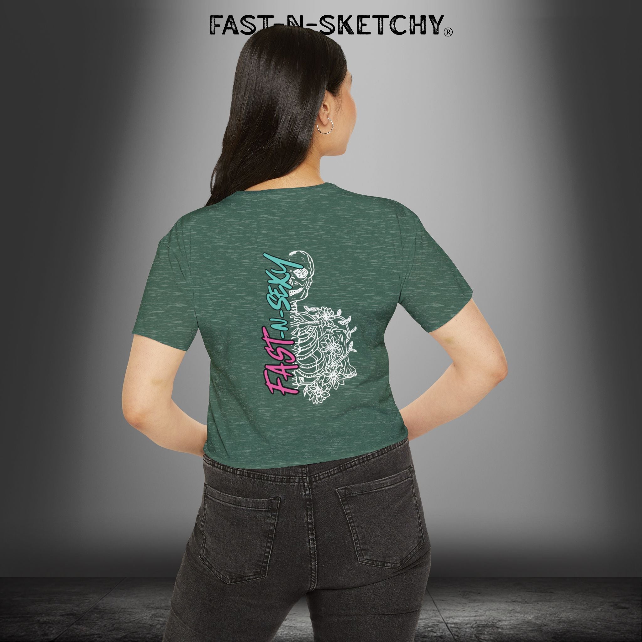 FAST-N-SEXY™ WITH HALF SKULL: Festival Crop Top