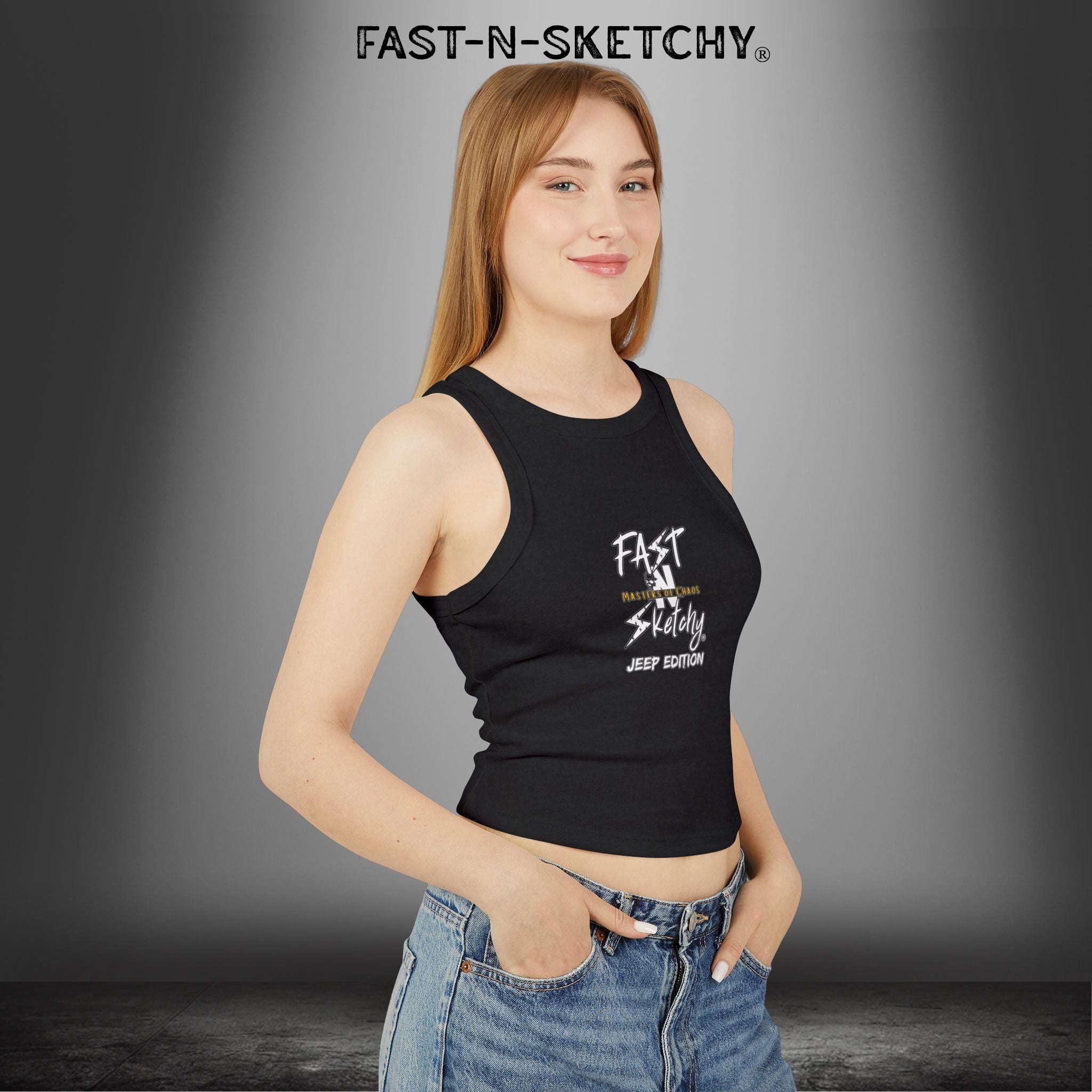 JEEP EDITION: WAVE DAMNIT created by Holly - Micro Rib Racer Tank Top