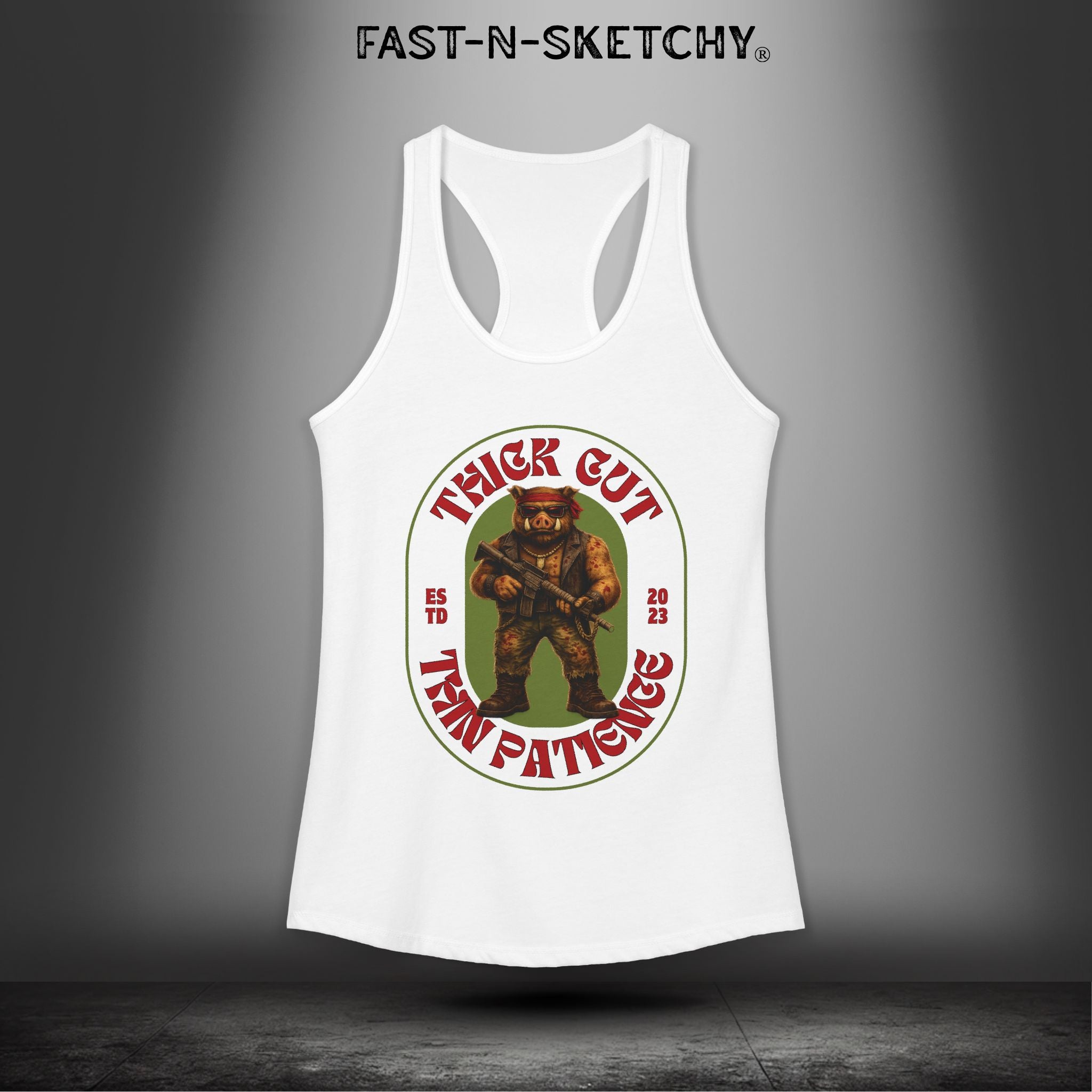 Porkchop, Thick Cut Thin Patience: Military Edition Racerback Tank