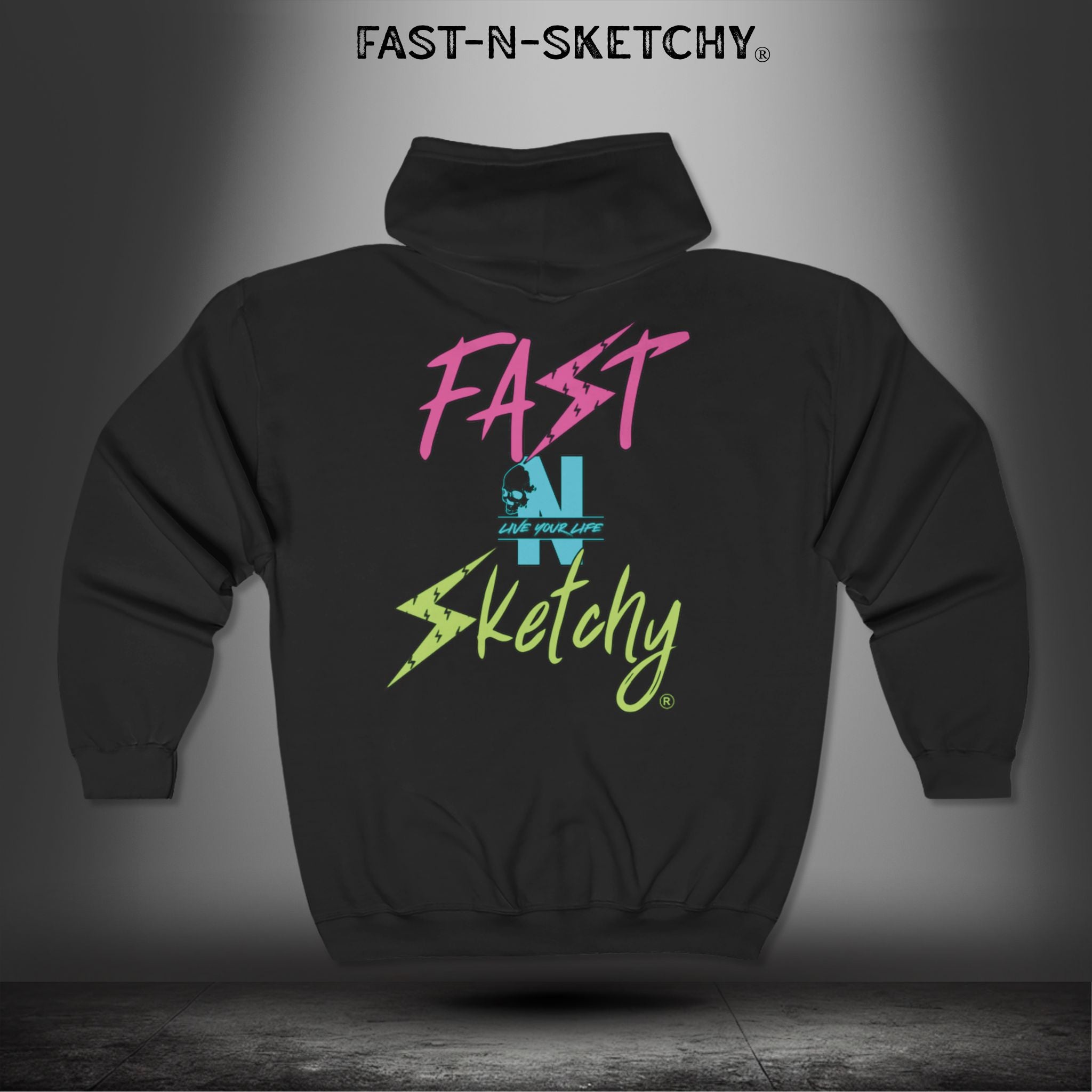 FAST-N-SKETCHY® - Zip Hoodie - Unisex Heavy Blend - (Hot Colors)
