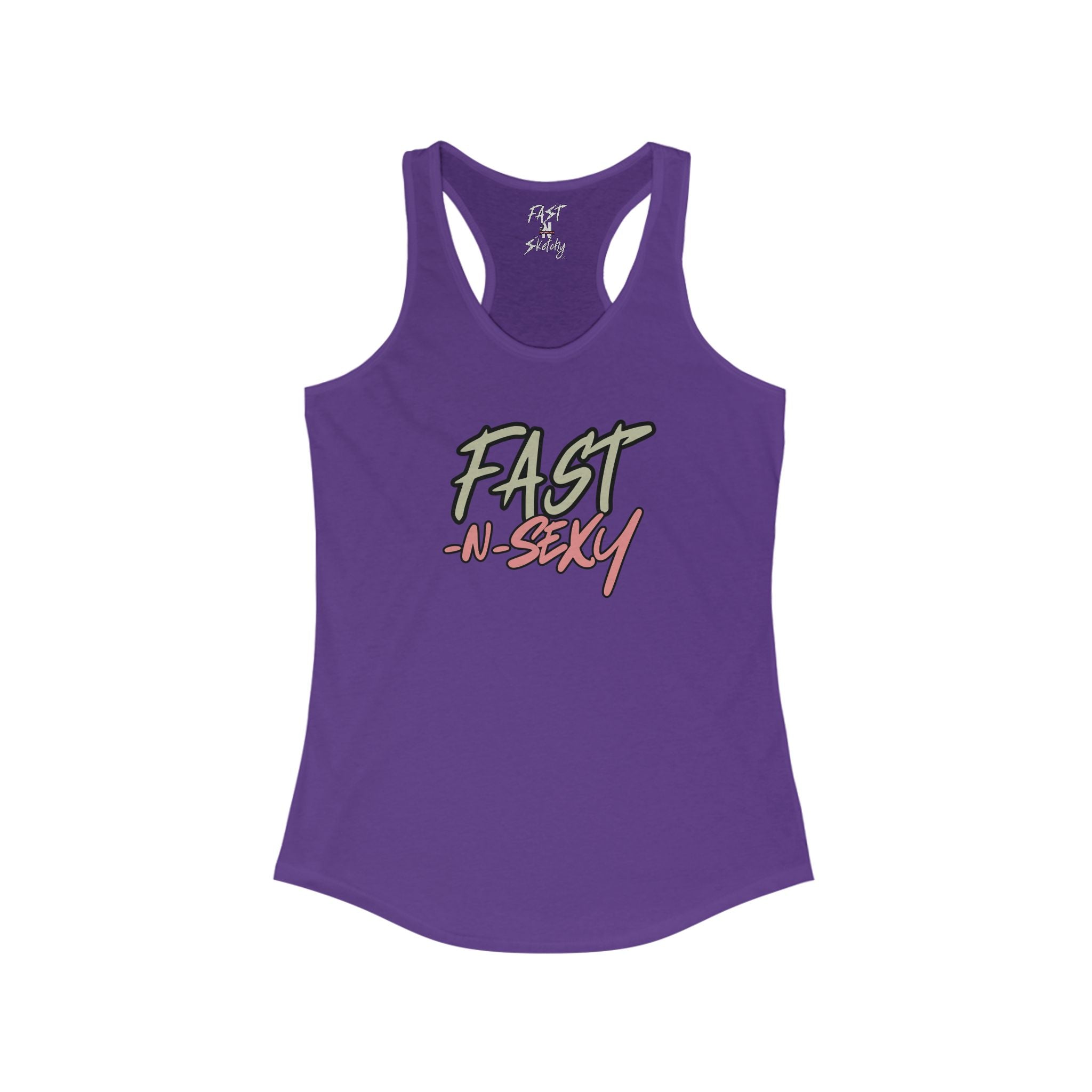 FAST-N-SKETCHY WITH SPINE/FLOWERS - Women's Racerback Tank
