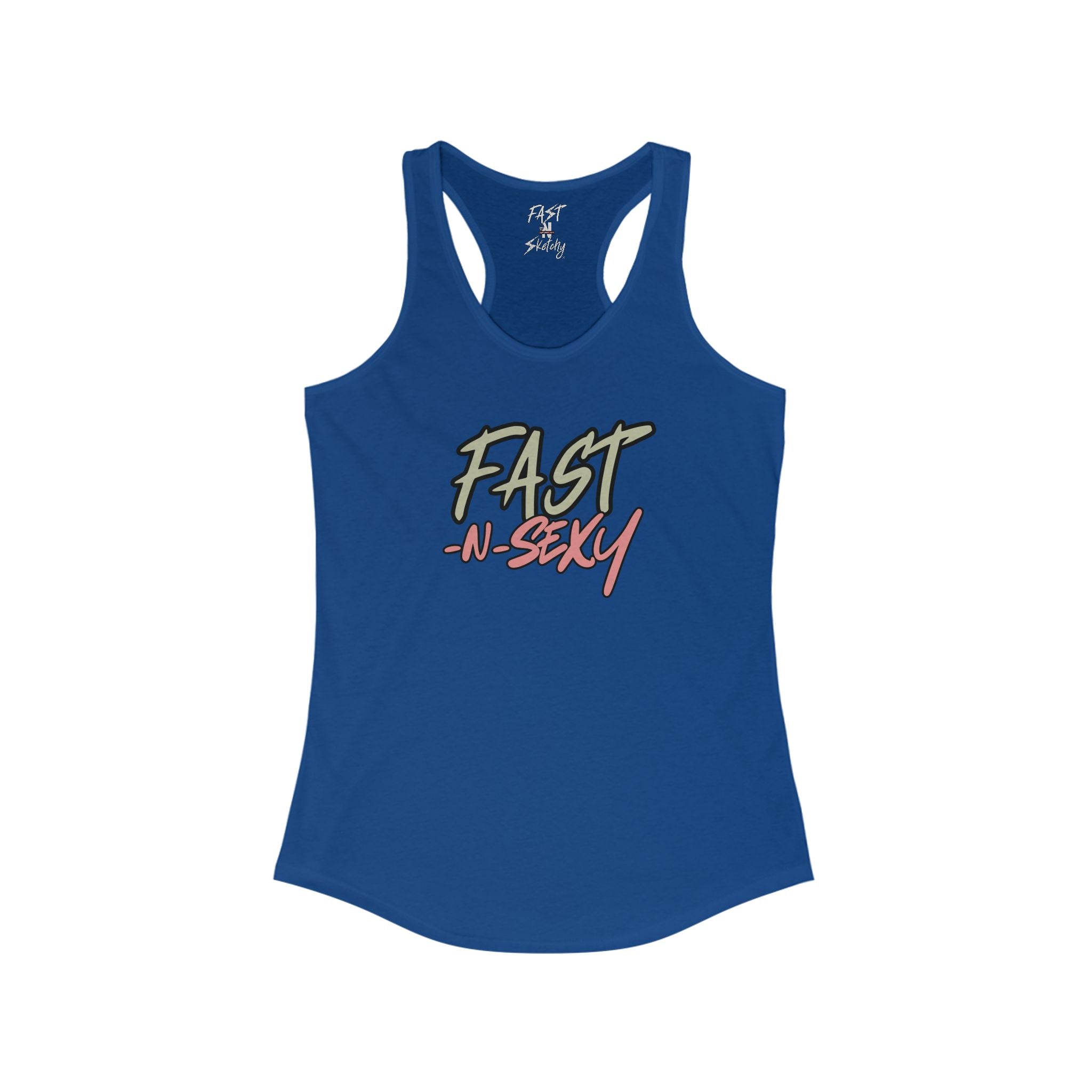 FAST-N-SKETCHY WITH SPINE/FLOWERS - Women's Racerback Tank