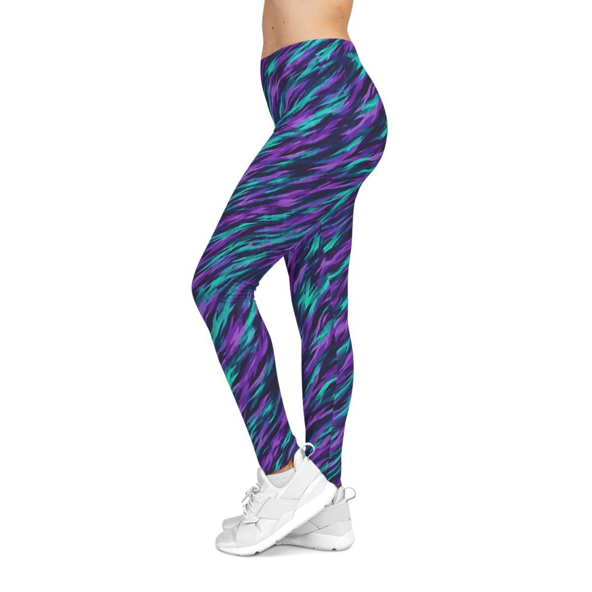 Suicide Awareness Aurora Wave Leggings — Vibrant Teal & Purple - LSY