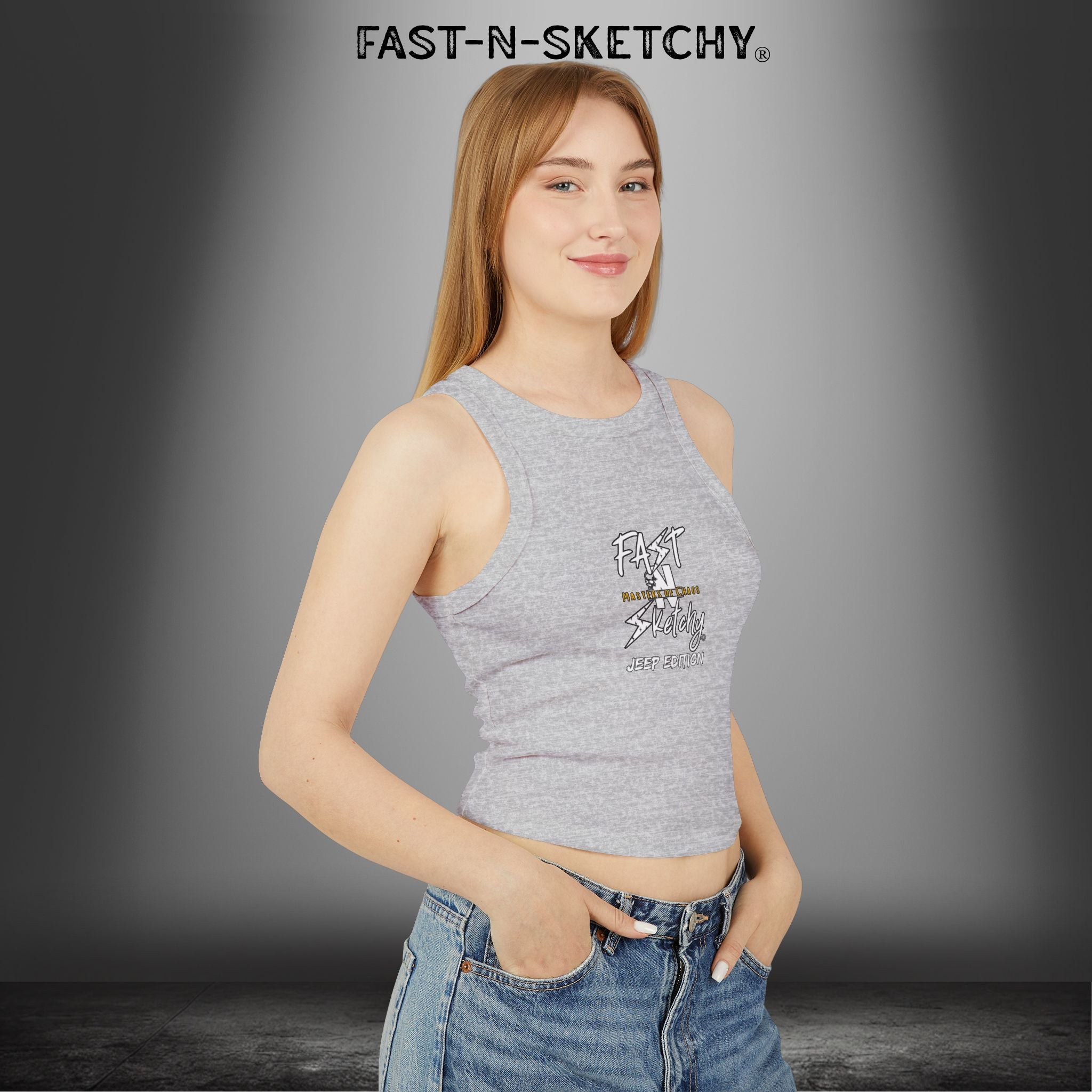 JEEP EDITION: WAVE DAMNIT created by Holly - Micro Rib Racer Tank Top