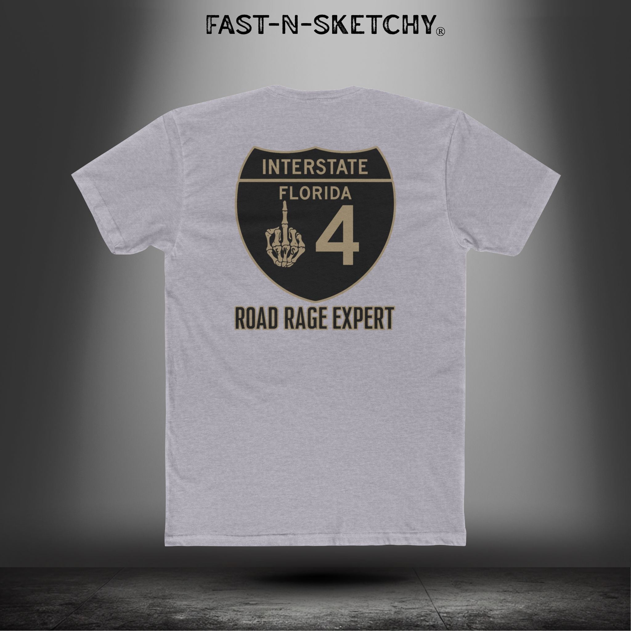 I-4 Road Rage Expert Florida (Black Sign) Premium Fitted Tee: Biker Edition Relaxed Classic Tee