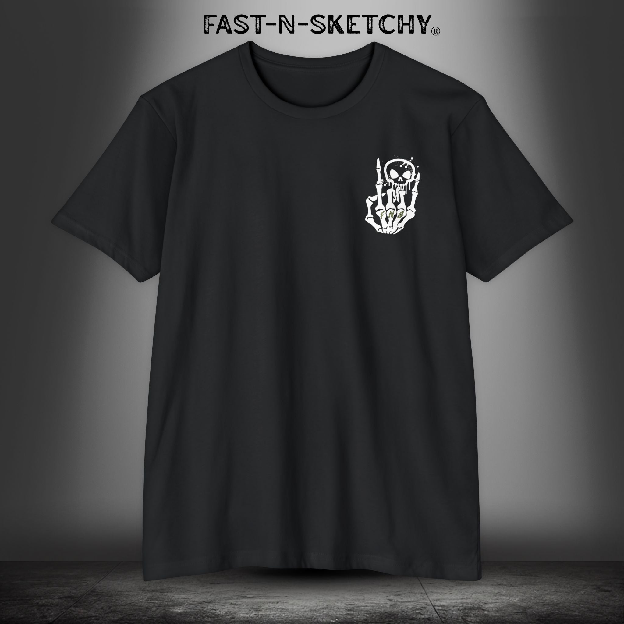 FAST-N-SKETCHY - T-shirt Classic Fit Crewneck - Next Level 6210 (Dark Colors/Green Words)