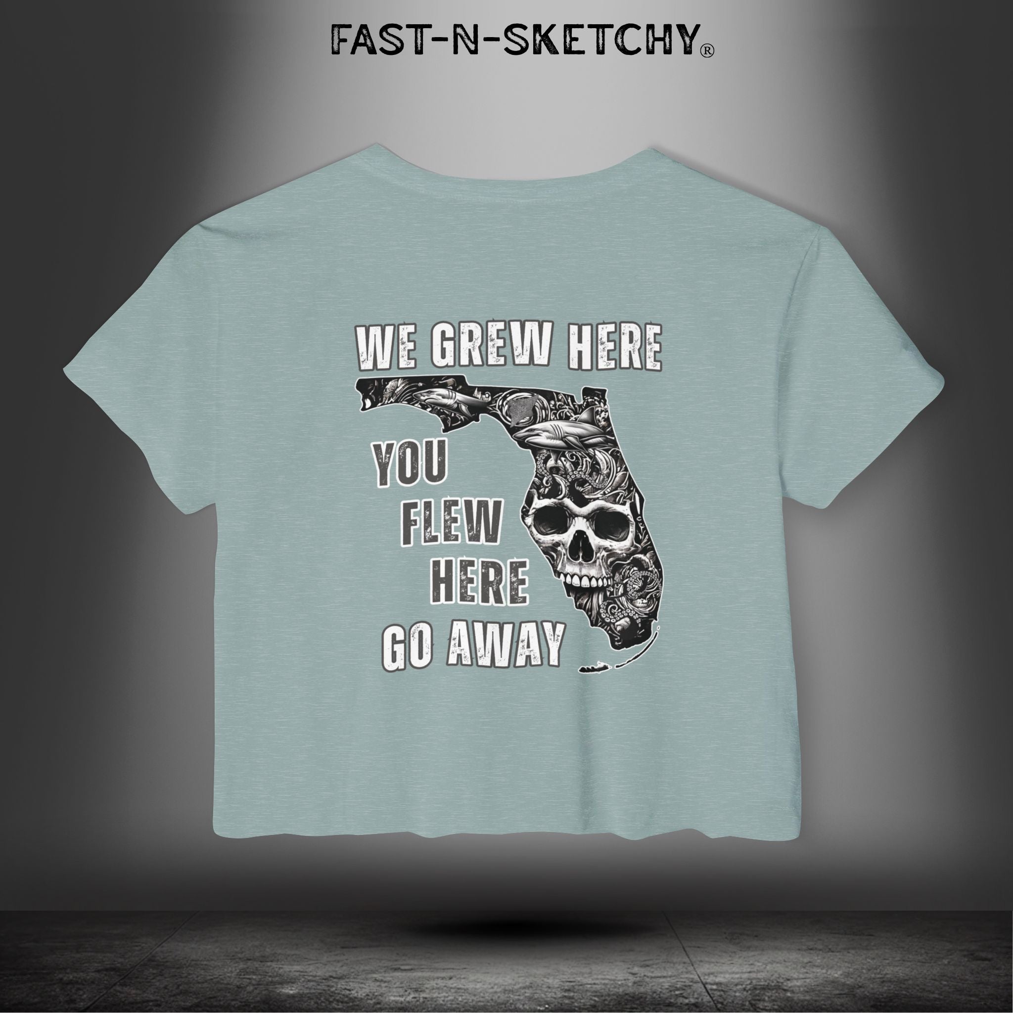 WE GREW HERE, YOU FLEW HERE, GO AWAY: Crop Top (Medium-Weight)