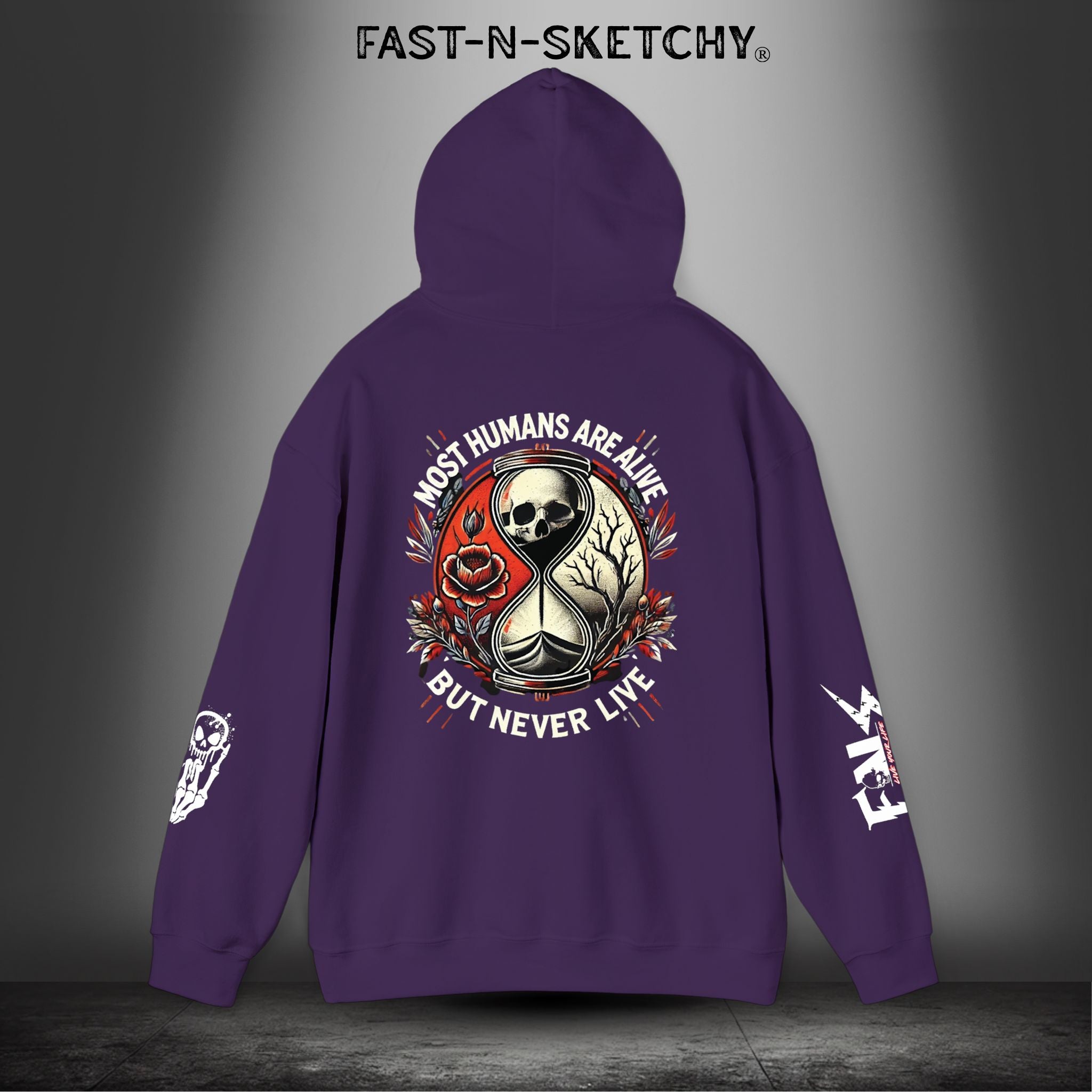 MOST HUMANS ARE ALIVE BUT NEVER LIVE - Heavy Blend Hoodie FAST-N-SKETCHY®