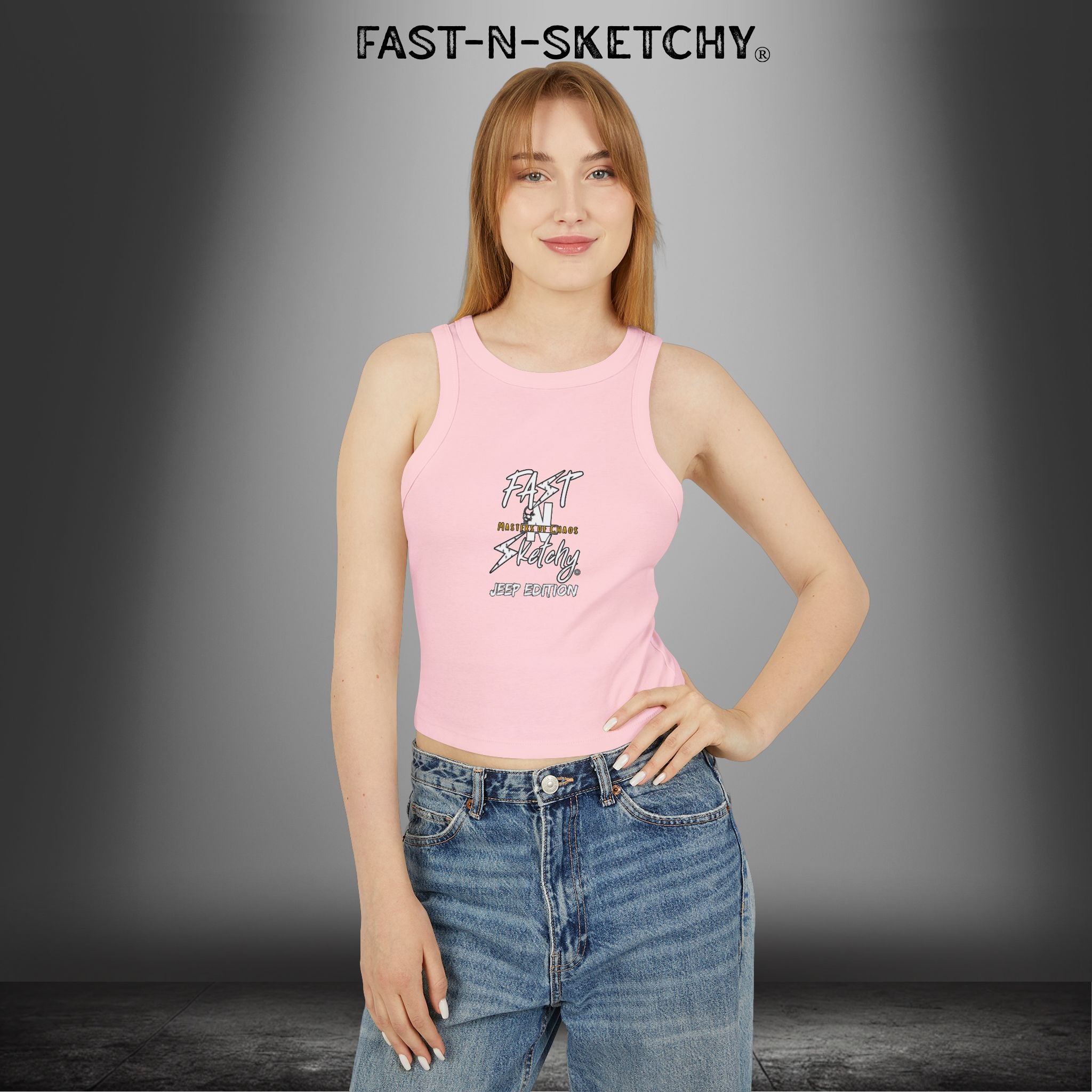 JEEP EDITION: WAVE DAMNIT created by Holly - Micro Rib Racer Tank Top