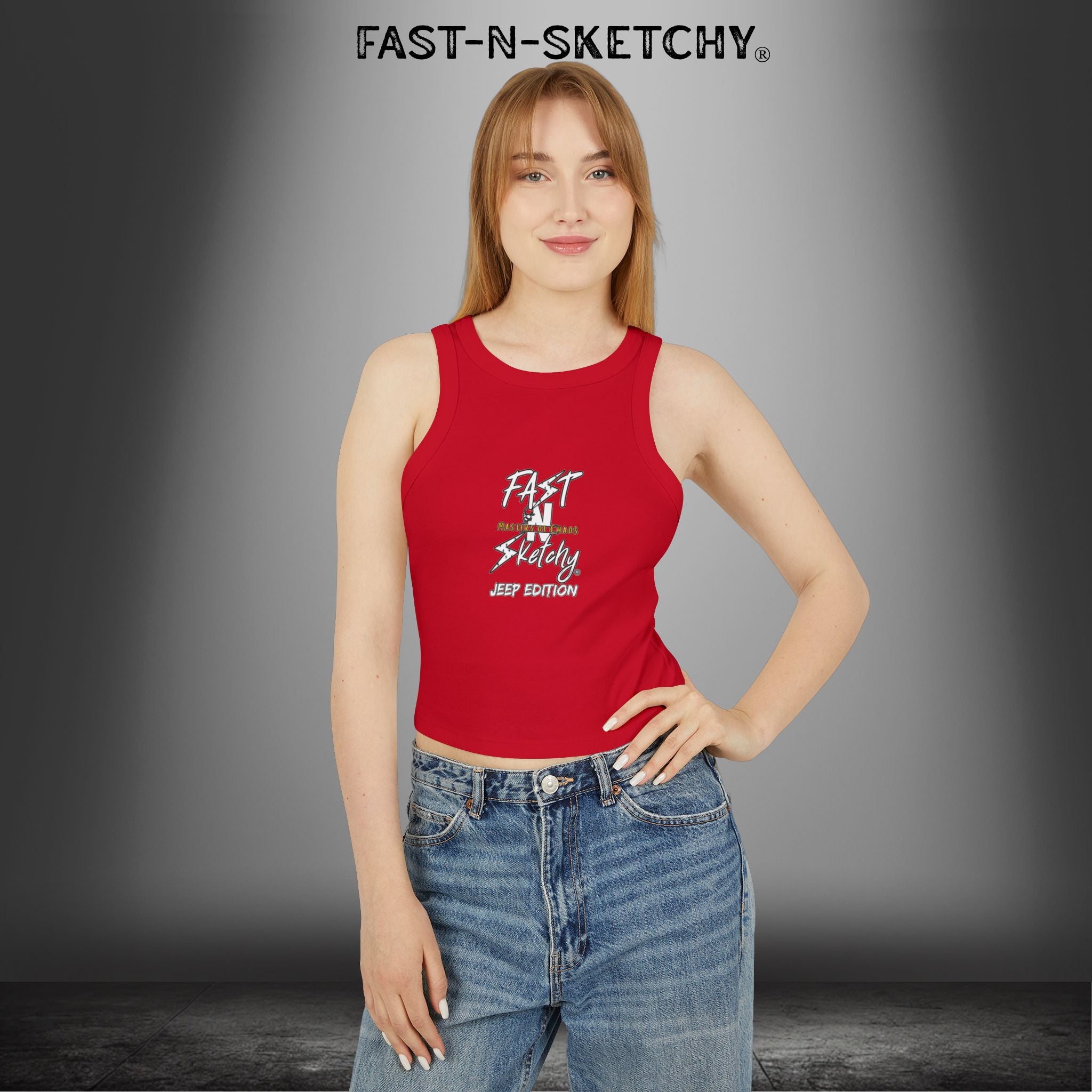 JEEP EDITION: WAVE DAMNIT created by Holly - Micro Rib Racer Tank Top