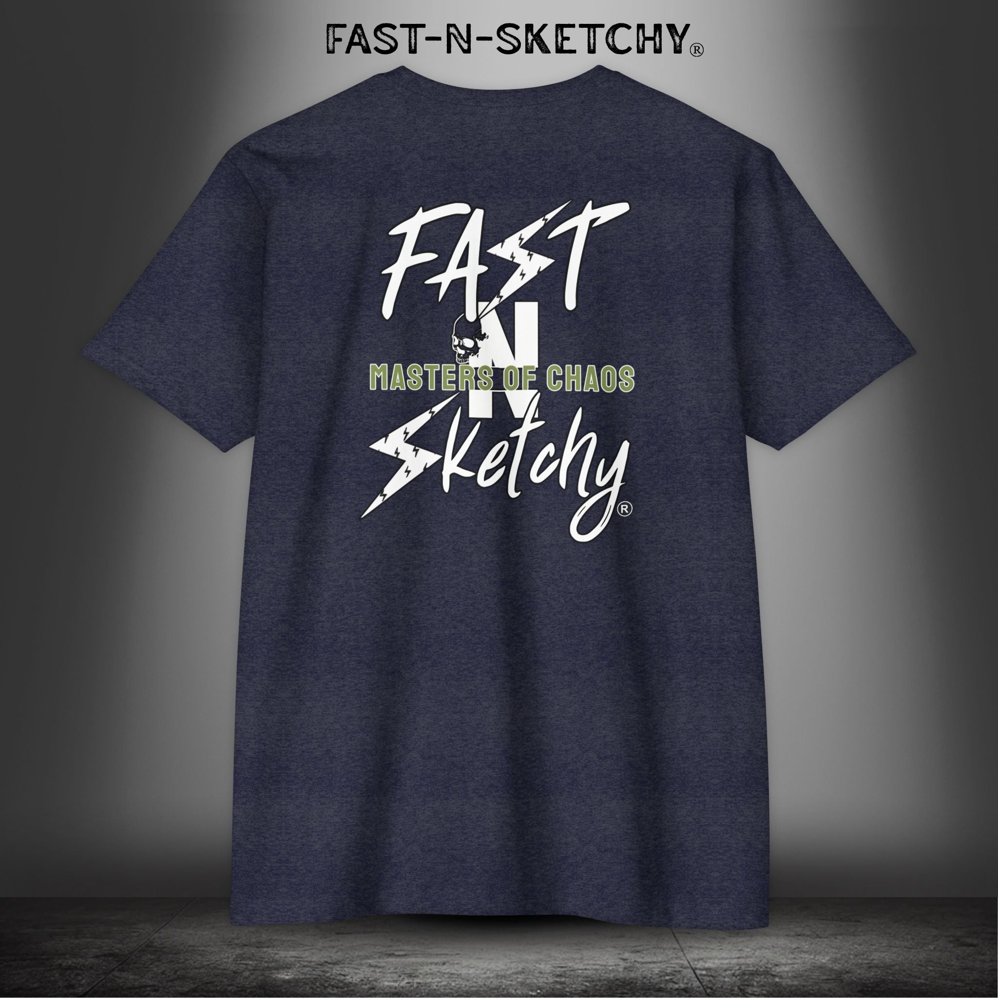 FAST-N-SKETCHY - T-shirt Classic Fit Crewneck - Next Level 6210 (Dark Colors/Green Words)