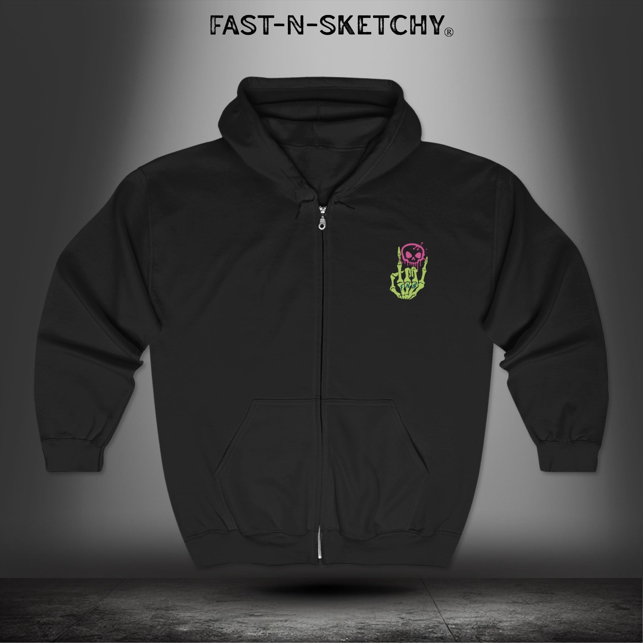 FAST-N-SKETCHY® - Zip Hoodie - Unisex Heavy Blend - (Hot Colors)