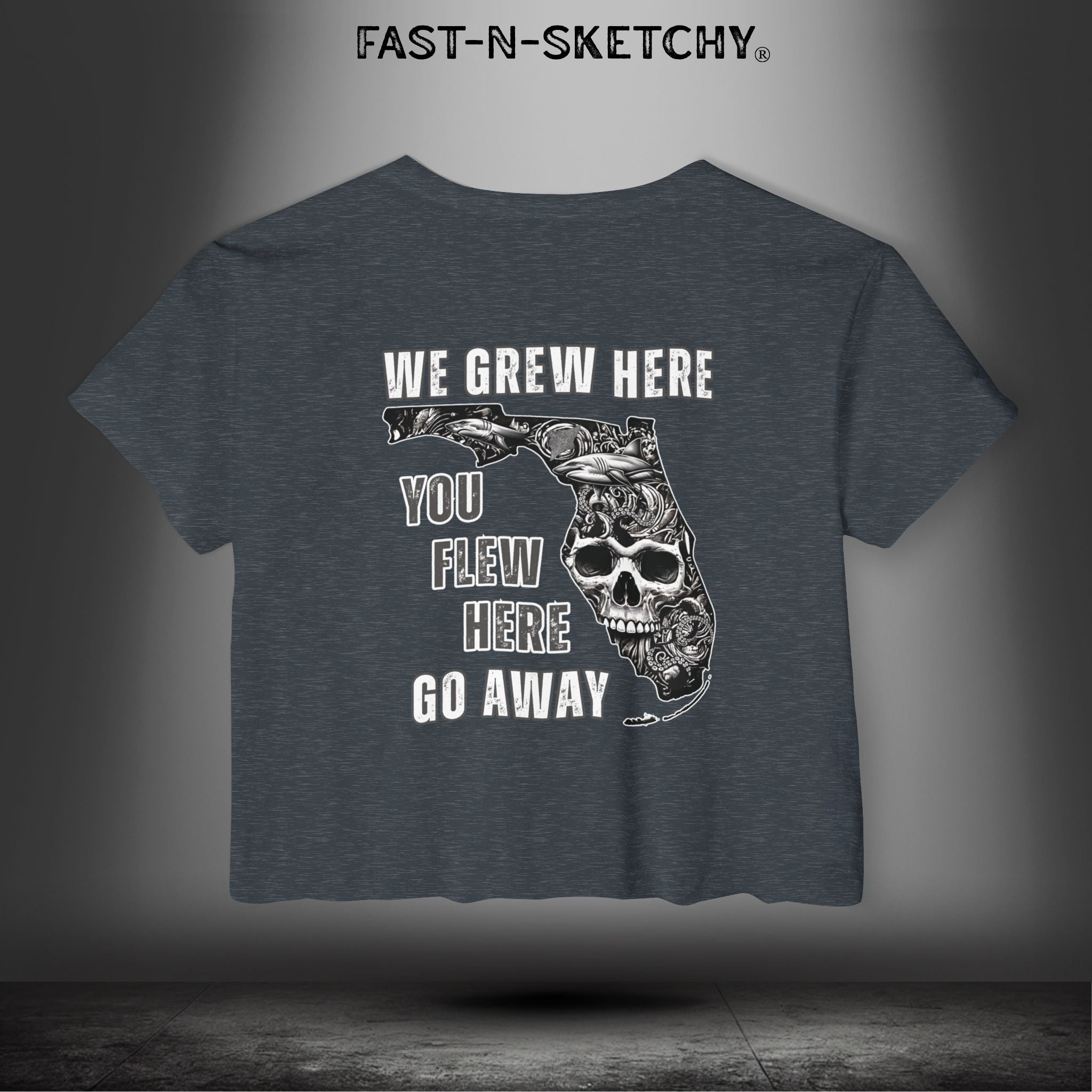 WE GREW HERE, YOU FLEW HERE, GO AWAY: Crop Top (Medium-Weight)