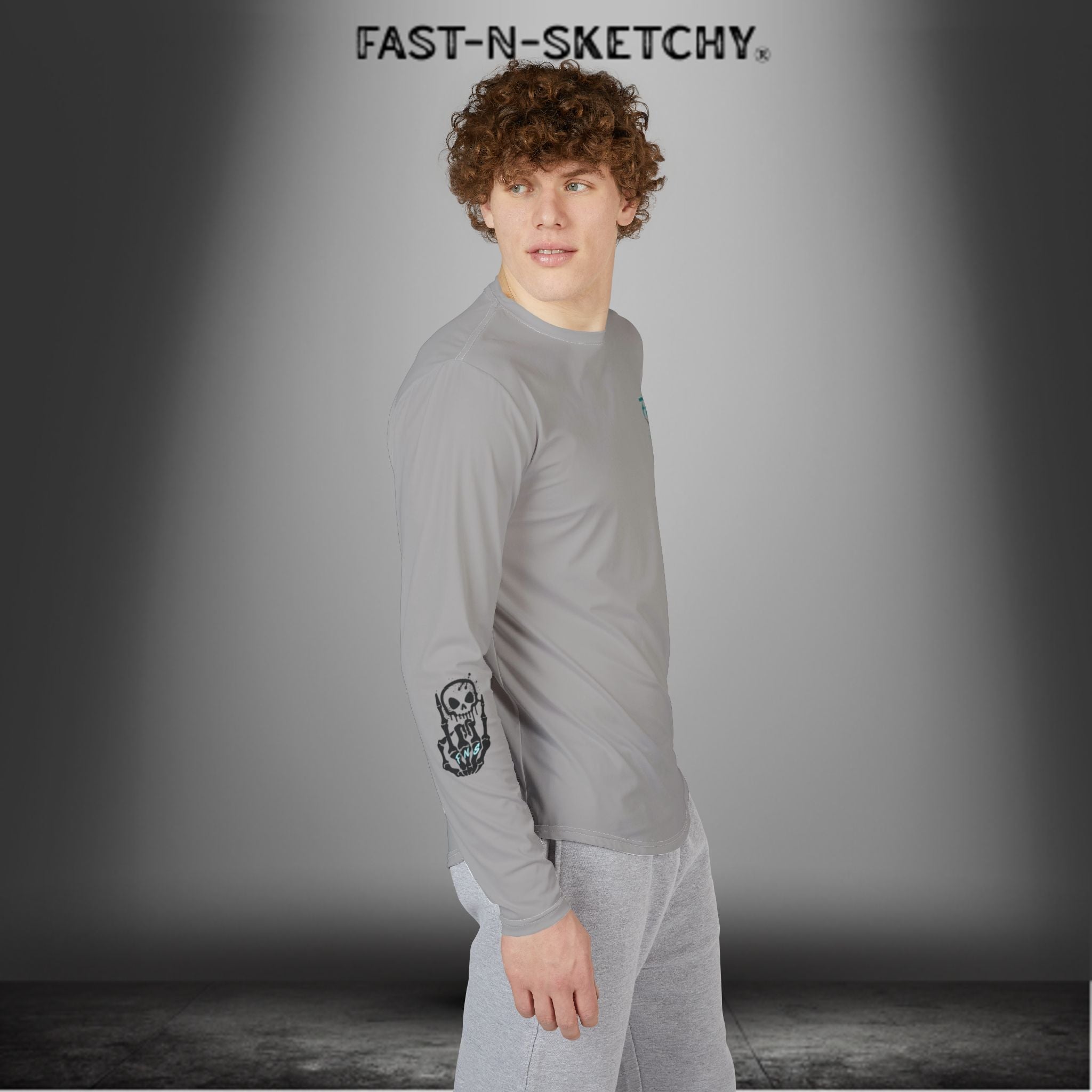 Put a Hook In It, FAST-N-SALTY: (Grey) UV Protection Long Sleeve Shirt (Mahi Mahi) Perfect for Outdoor Adventures and Fishing