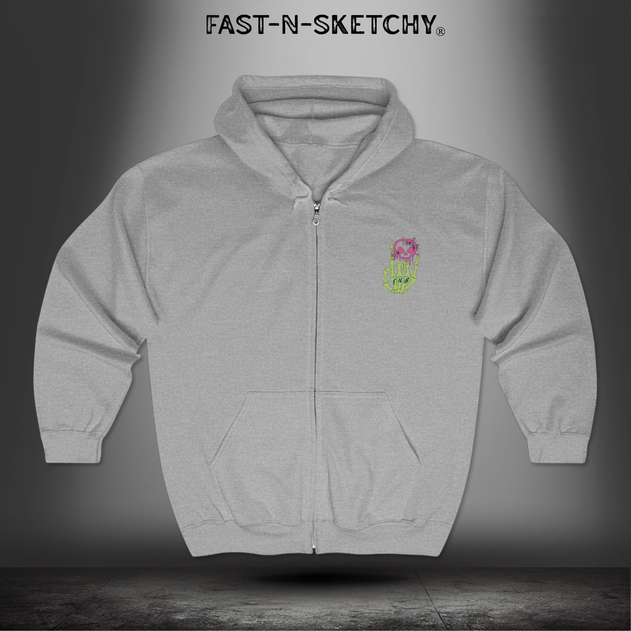 FAST-N-SKETCHY® - Zip Hoodie - Unisex Heavy Blend - (Hot Colors)