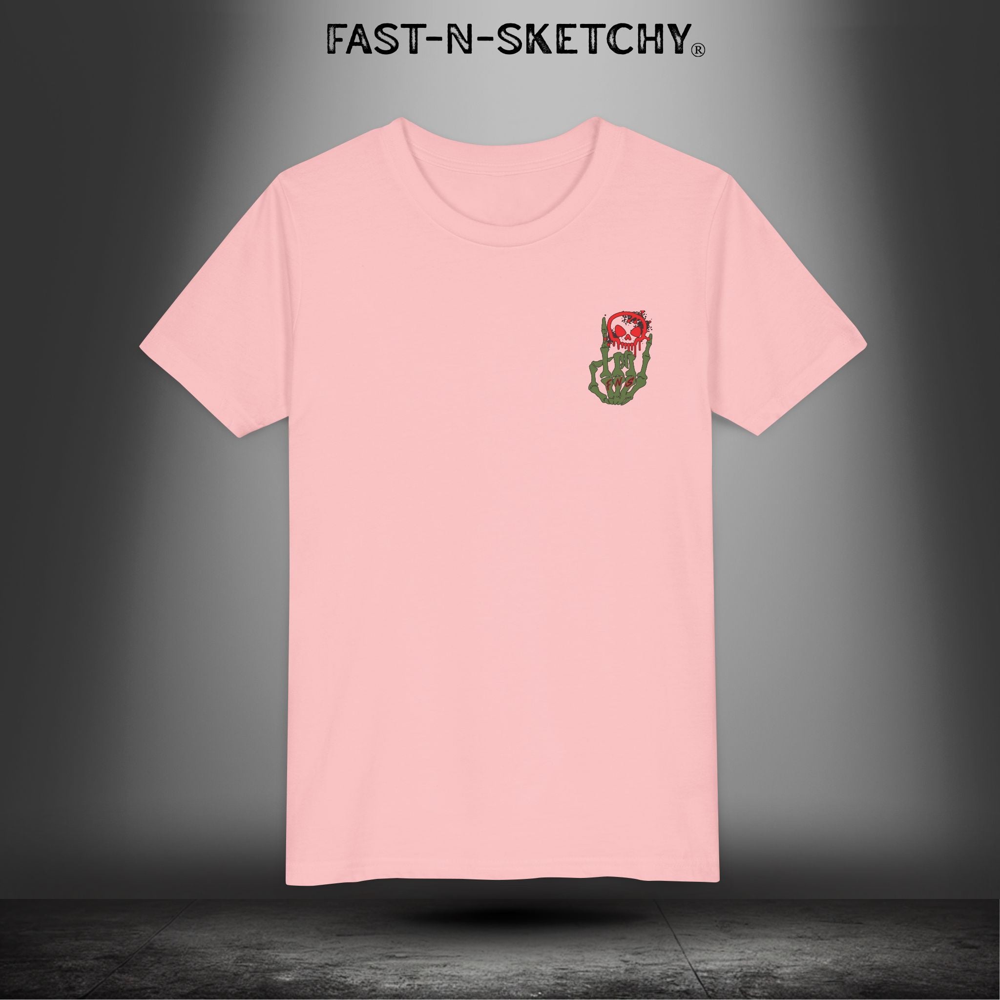 ORIGINAL FAST-N-SKETCHY® LOGO: East Sketchy Youth Short Sleeve Tee (Red/Green Letters)