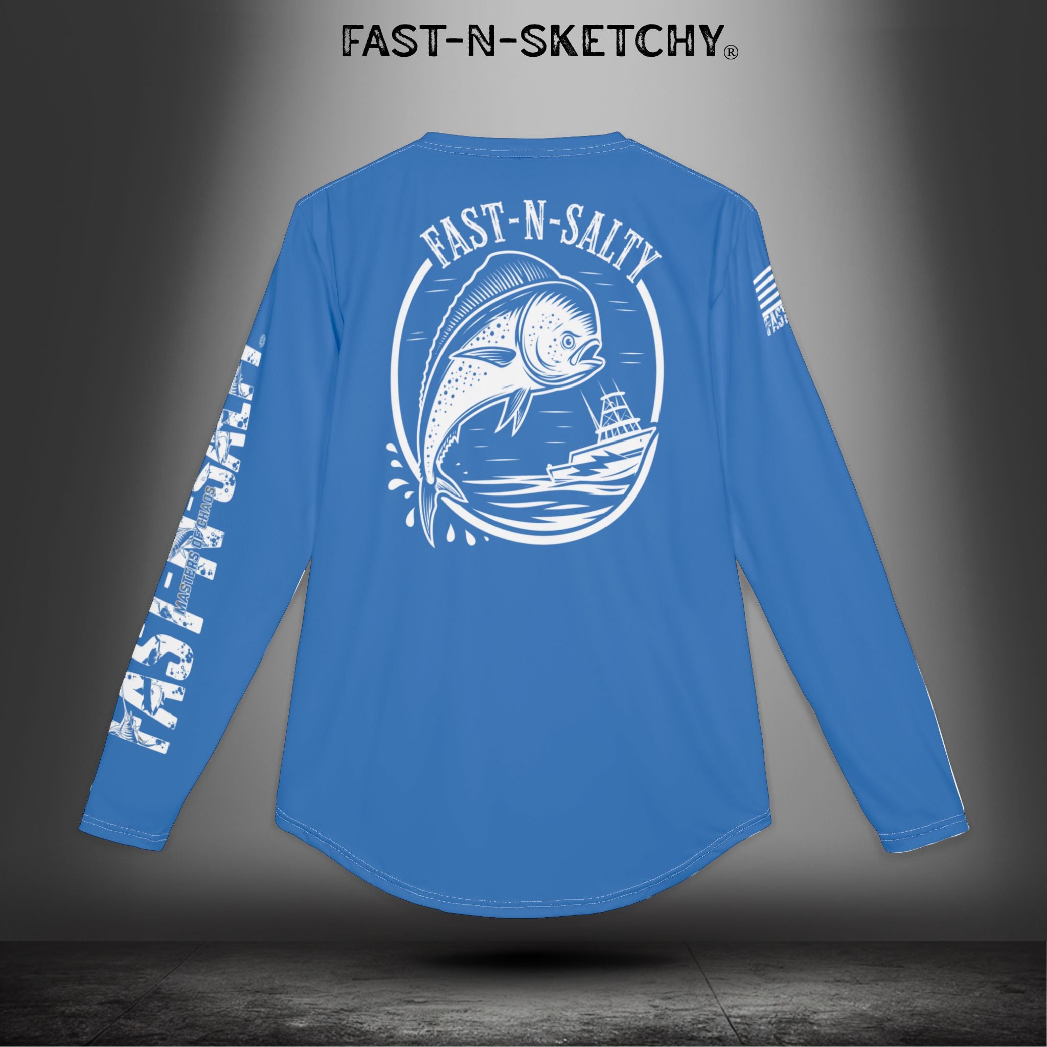 Mahi Mahi Fast-N-Salty Blue UV Protection Long Sleeve Shirt - Perfect for Outdoor Adventures and Fishing