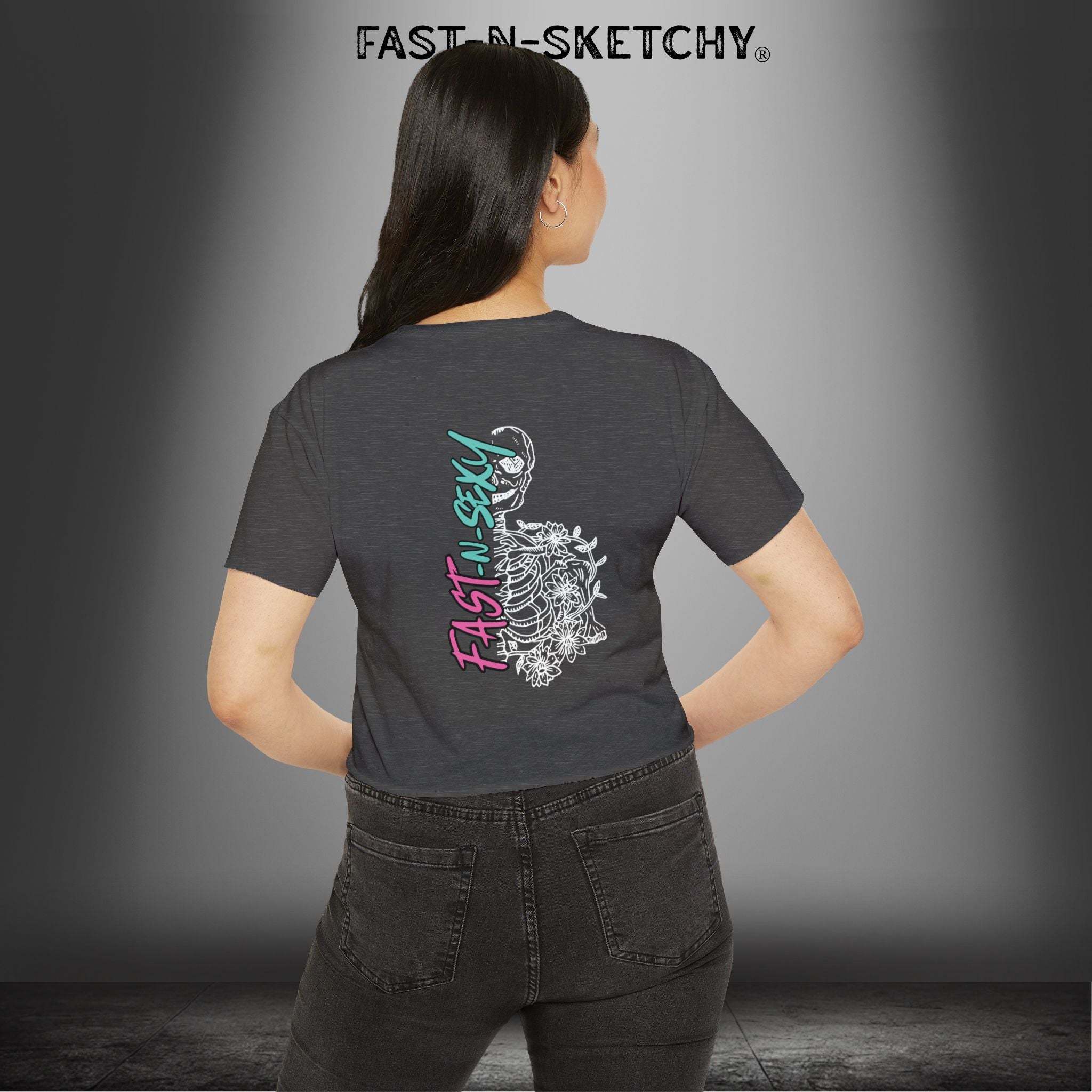 FAST-N-SEXY™ WITH HALF SKULL: Festival Crop Top