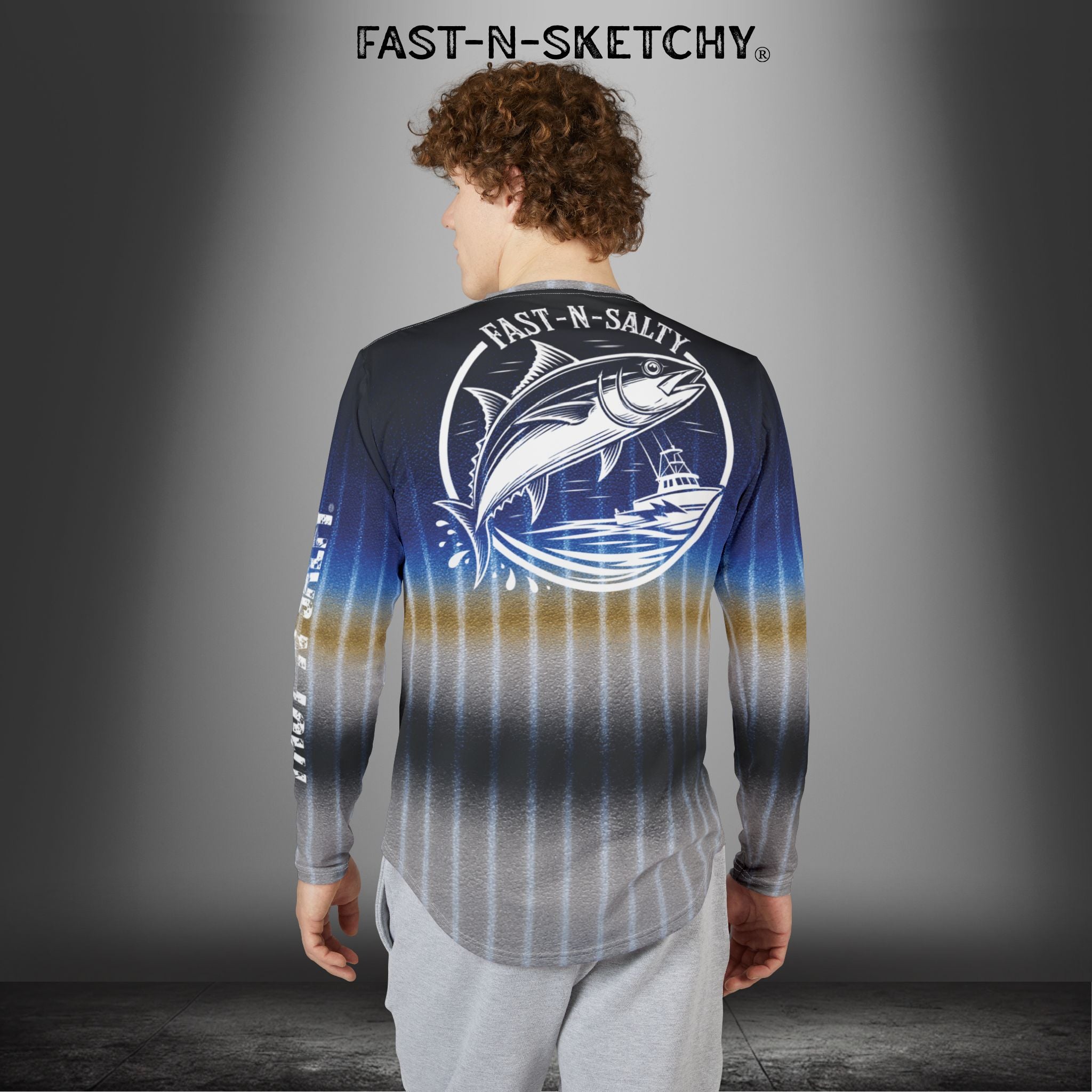 Bluefin Tuna Camo Fast-N-Salty UV Protection Long Sleeve Shirt