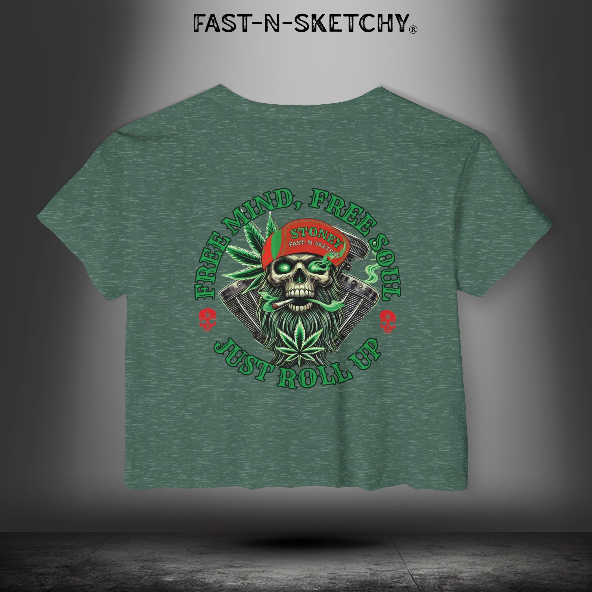 FREE MIND, FREE SOUL, JUST ROLL UP BY STONEY: Crop T-shirt
