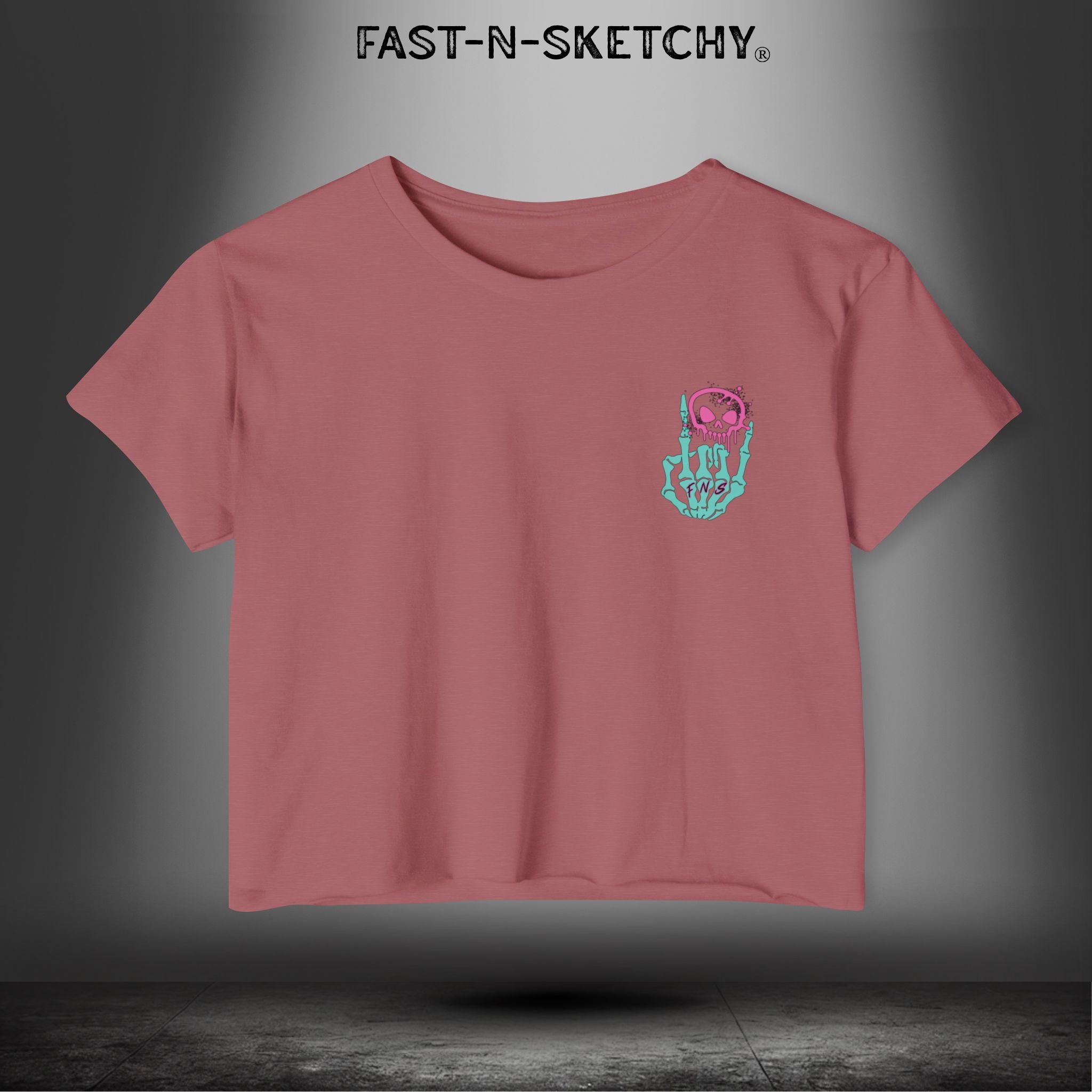 FAST-N-SEXY™ WITH HALF SKULL: Festival Crop Top