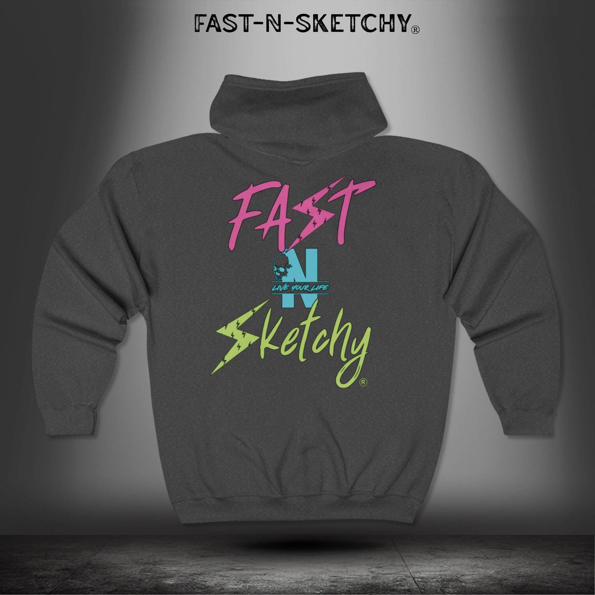 FAST-N-SKETCHY® - Zip Hoodie - Unisex Heavy Blend - (Hot Colors)