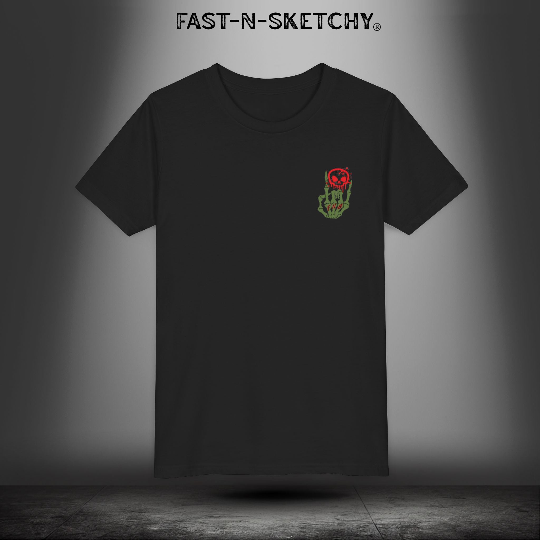 ORIGINAL FAST-N-SKETCHY® LOGO: East Sketchy Youth Short Sleeve Tee (Red/Green Letters)