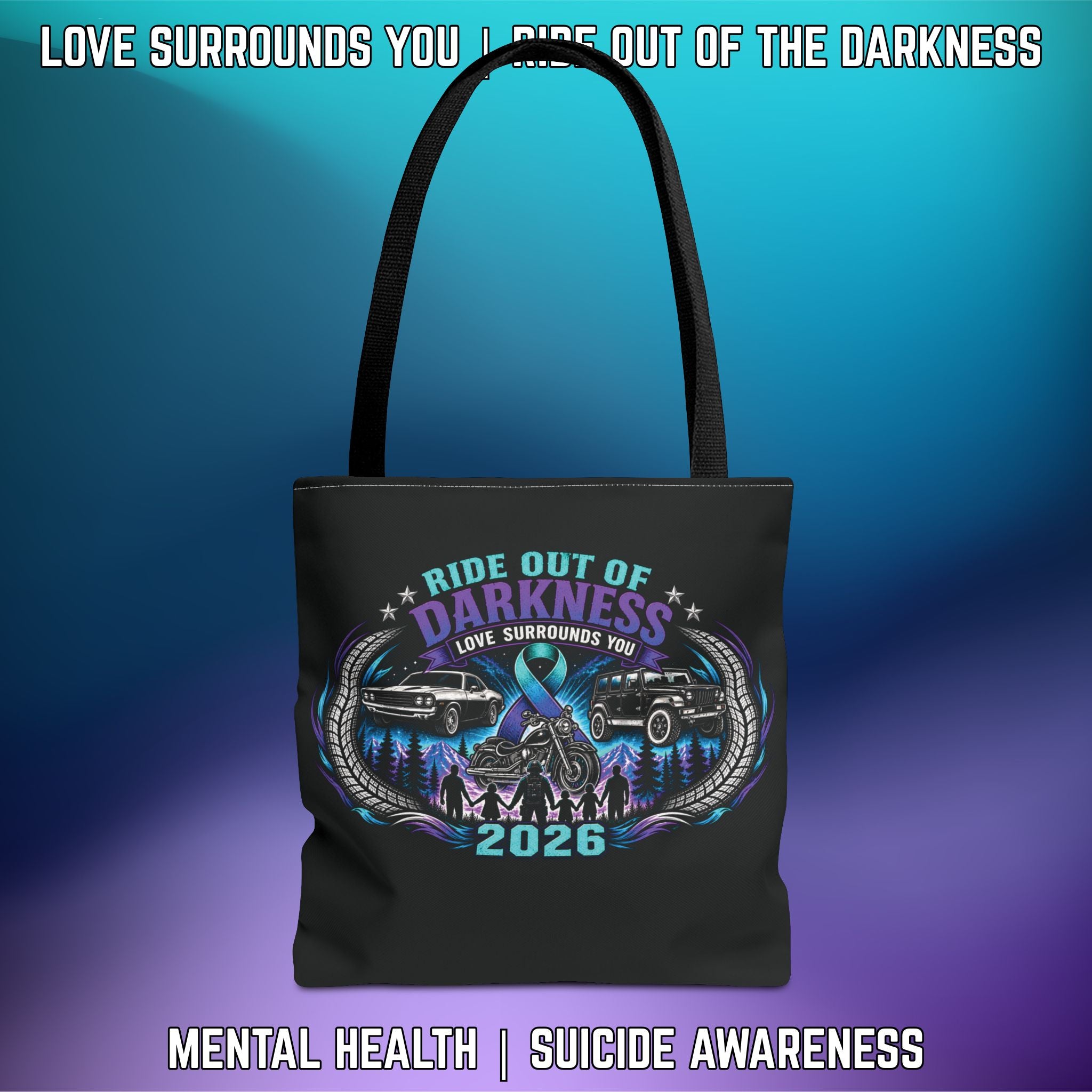 Ride Out of Darkness 2026 Tote Bag — Mental Health & Suicide Awareness - LSY