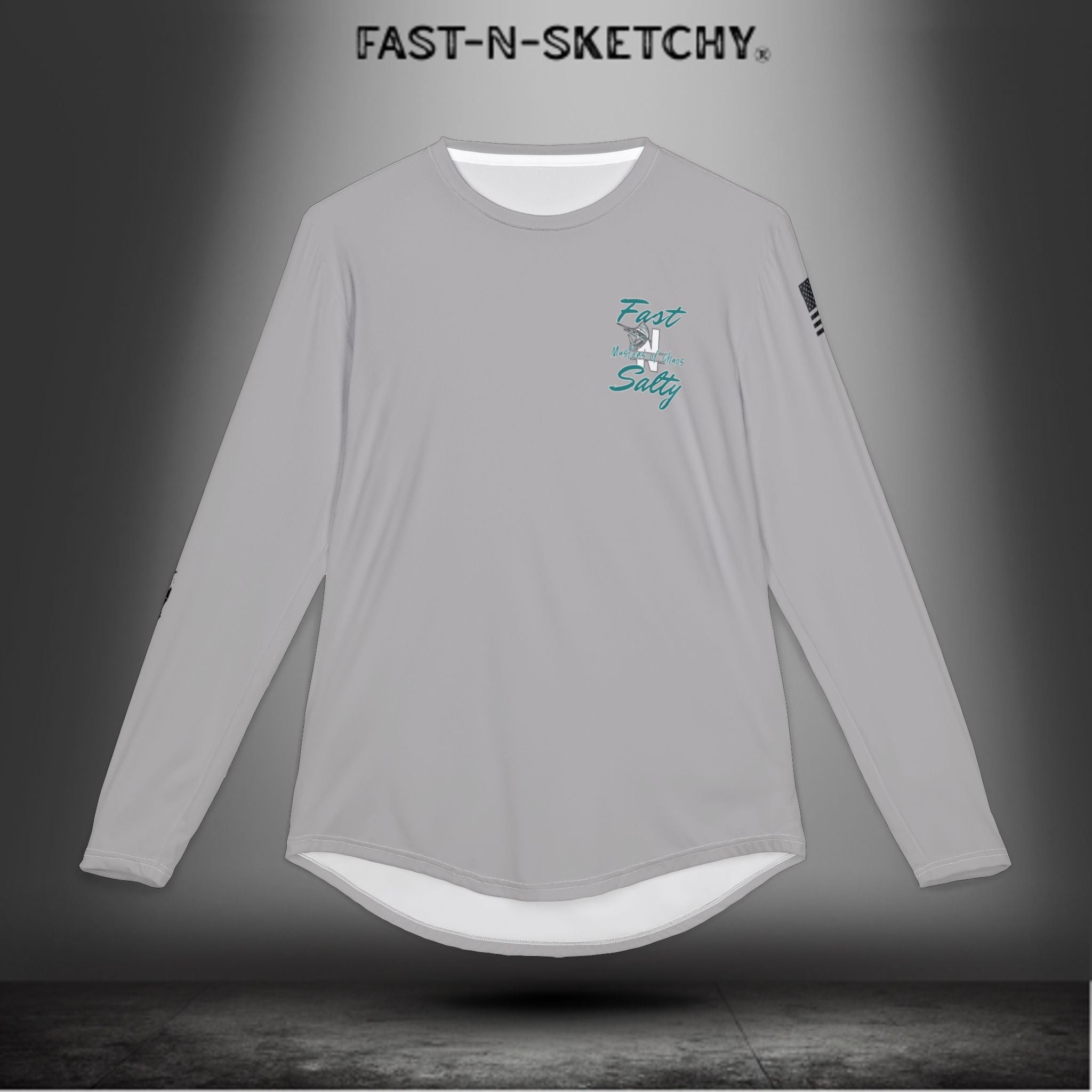 Put a Hook In It, FAST-N-SALTY: (Grey) UV Protection Long Sleeve Shirt (Mahi Mahi) Perfect for Outdoor Adventures and Fishing