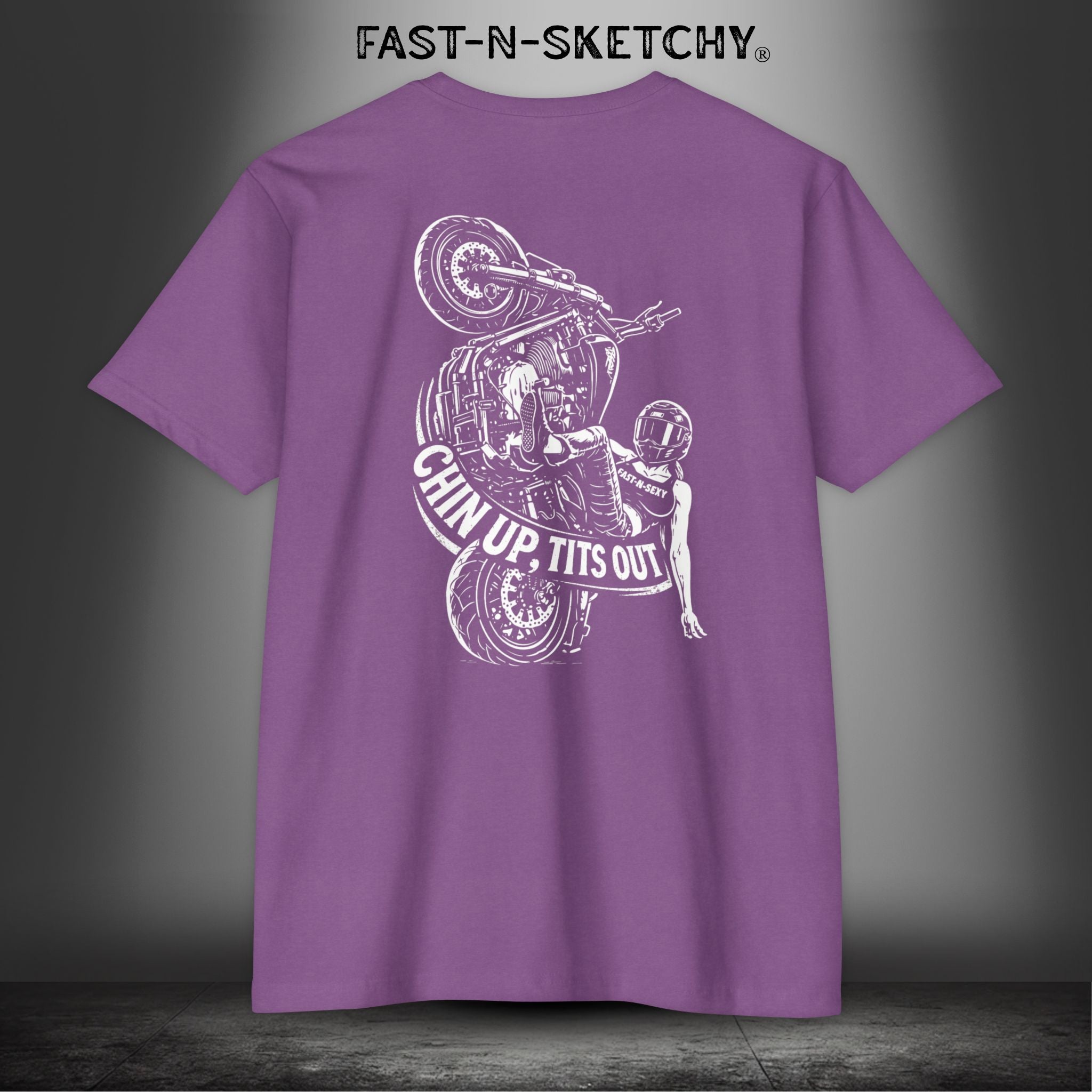Chin Up, Tits Out: Biker Edition Premium Fitted Tee