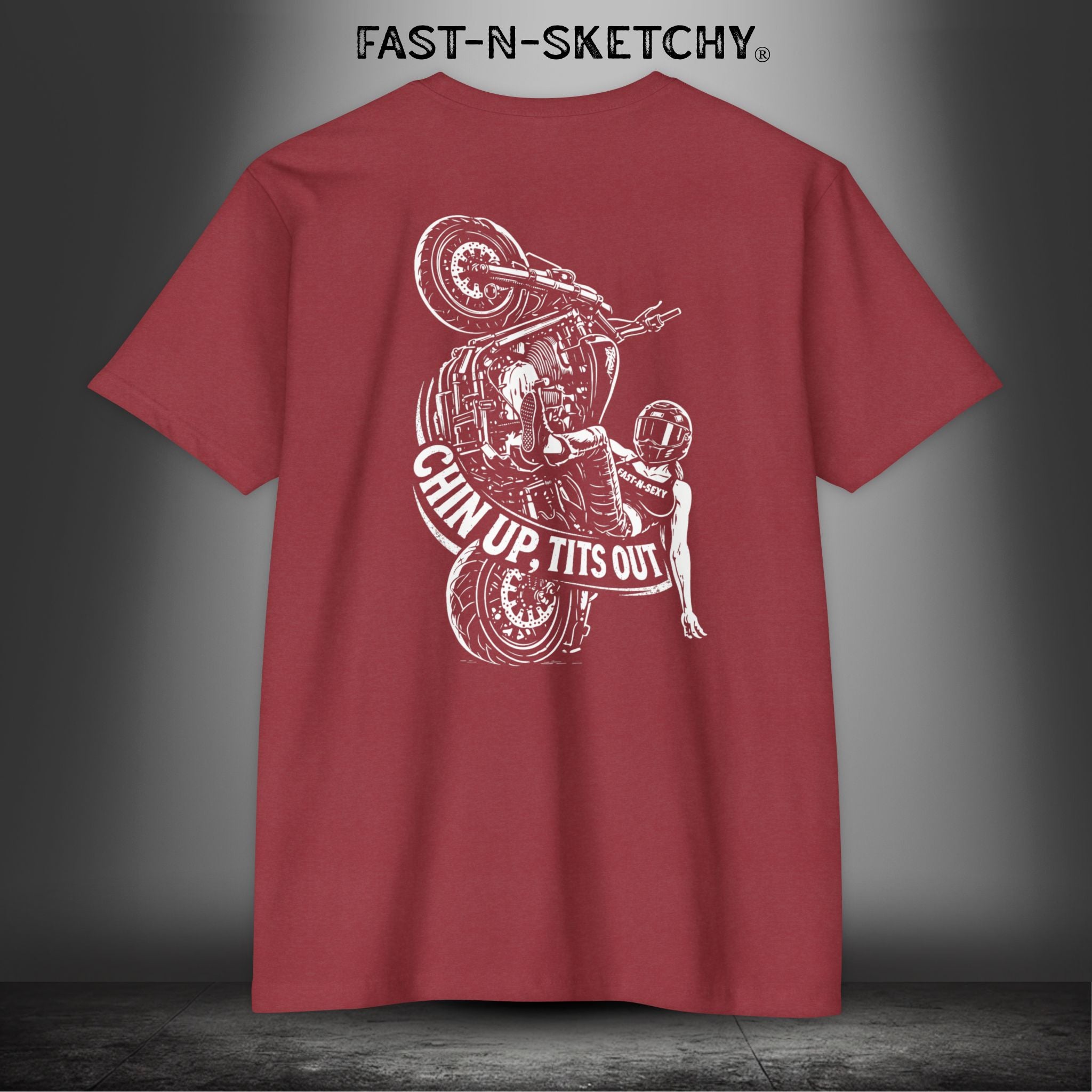 Chin Up, Tits Out: Biker Edition Premium Fitted Tee