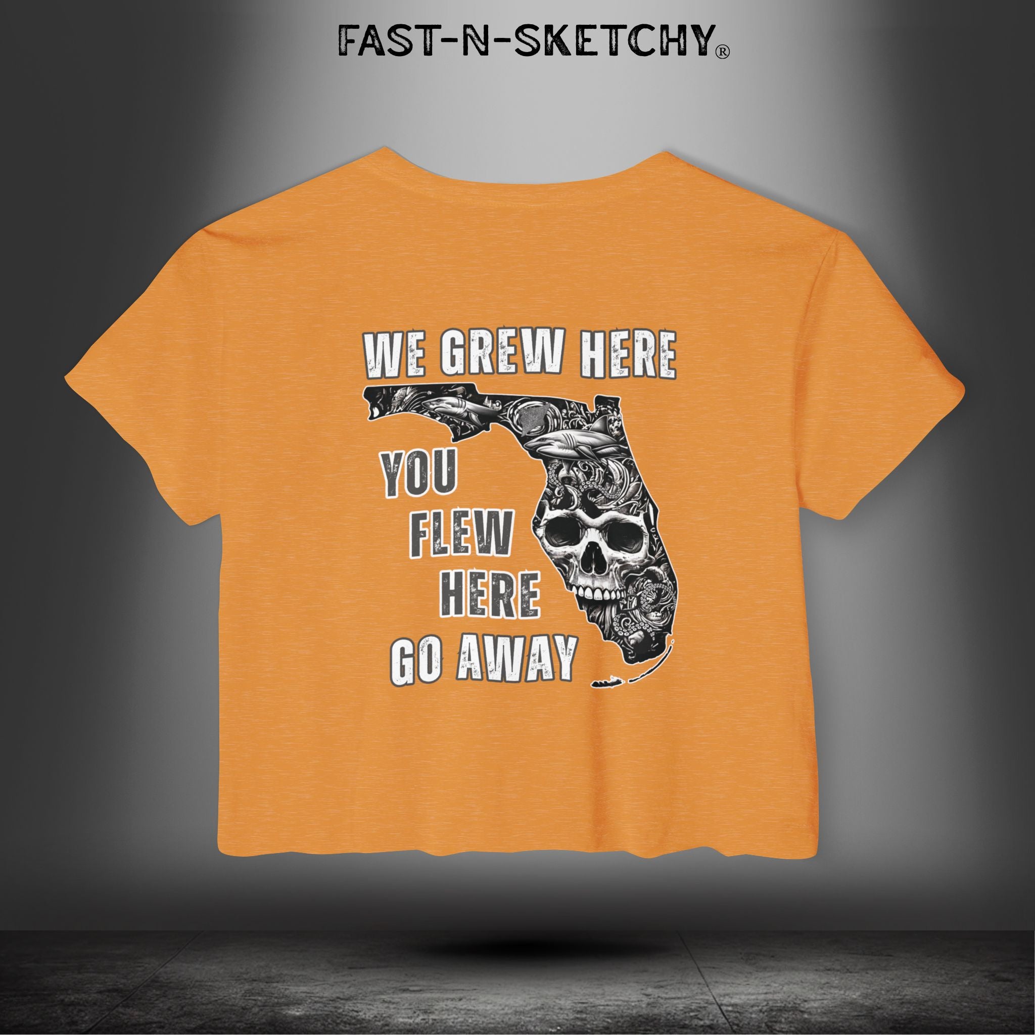 WE GREW HERE, YOU FLEW HERE, GO AWAY: Crop Top (Medium-Weight)