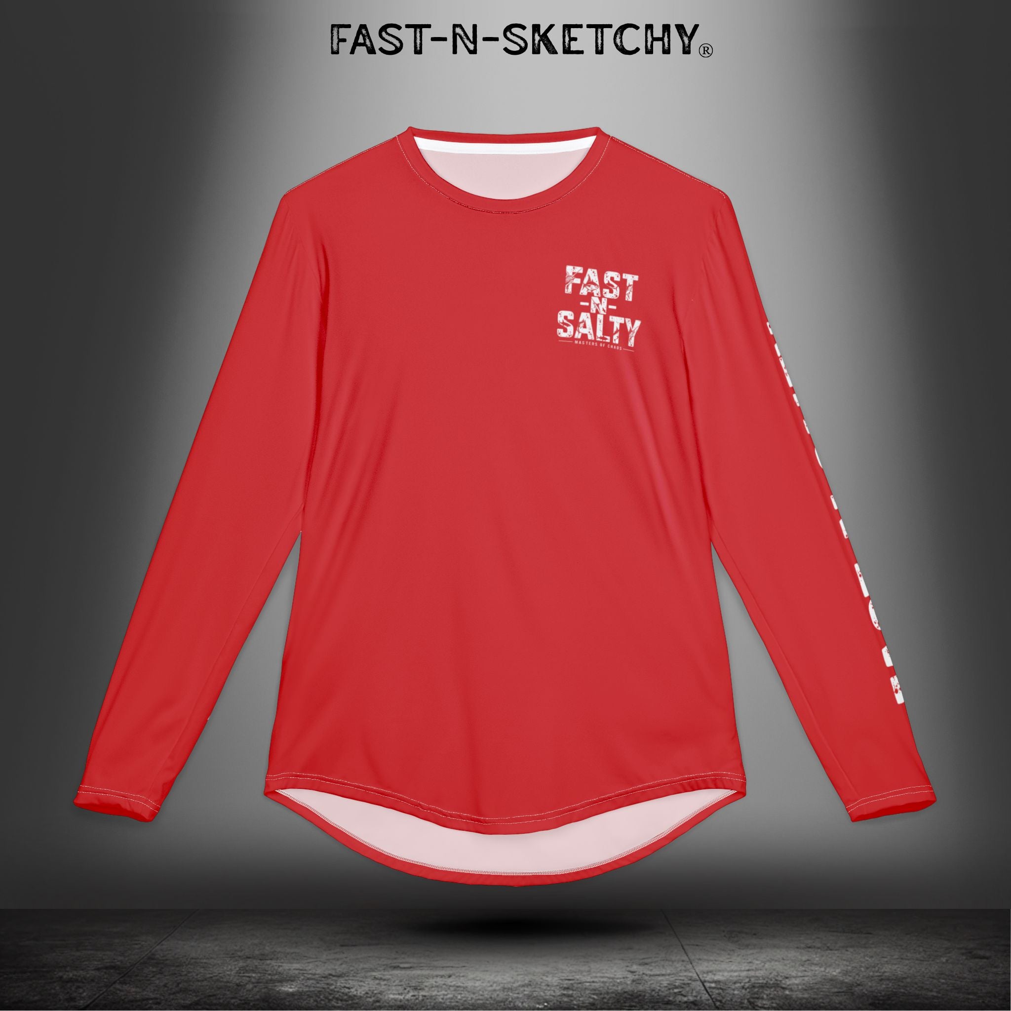 Fast-N-Salty Flag Red UV Protection Long Sleeve Shirt - Perfect for Outdoor Adventures and Fishing