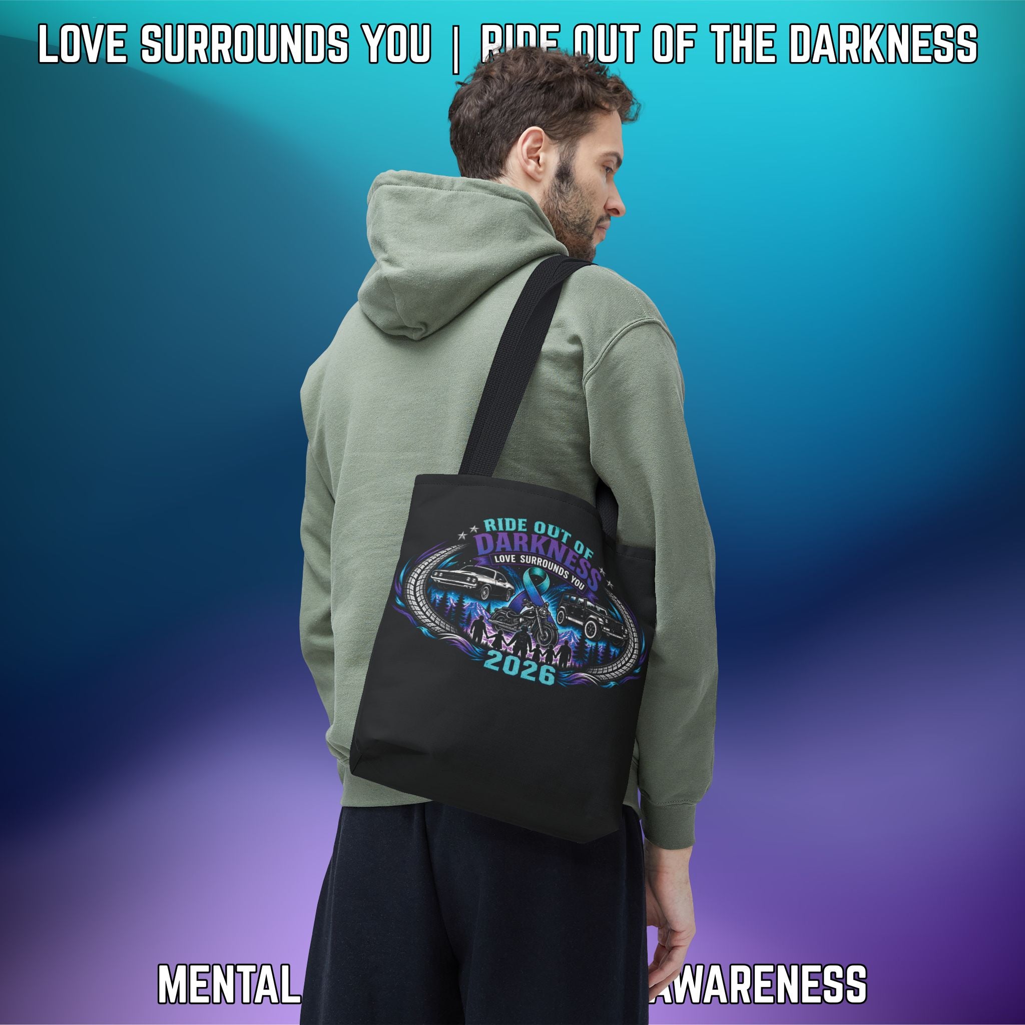 Ride Out of Darkness 2026 Tote Bag — Mental Health & Suicide Awareness - LSY
