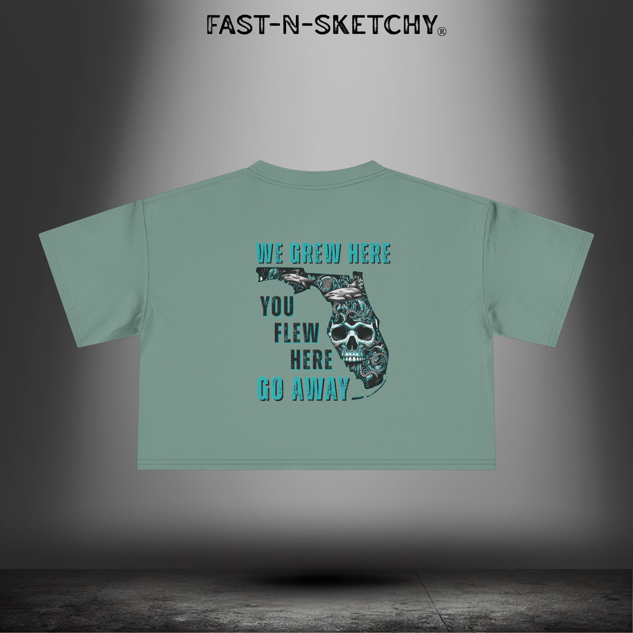 WE GREW HERE, YOU FLEW HERE, GO AWAY: Crop Top (Medium-Weight)