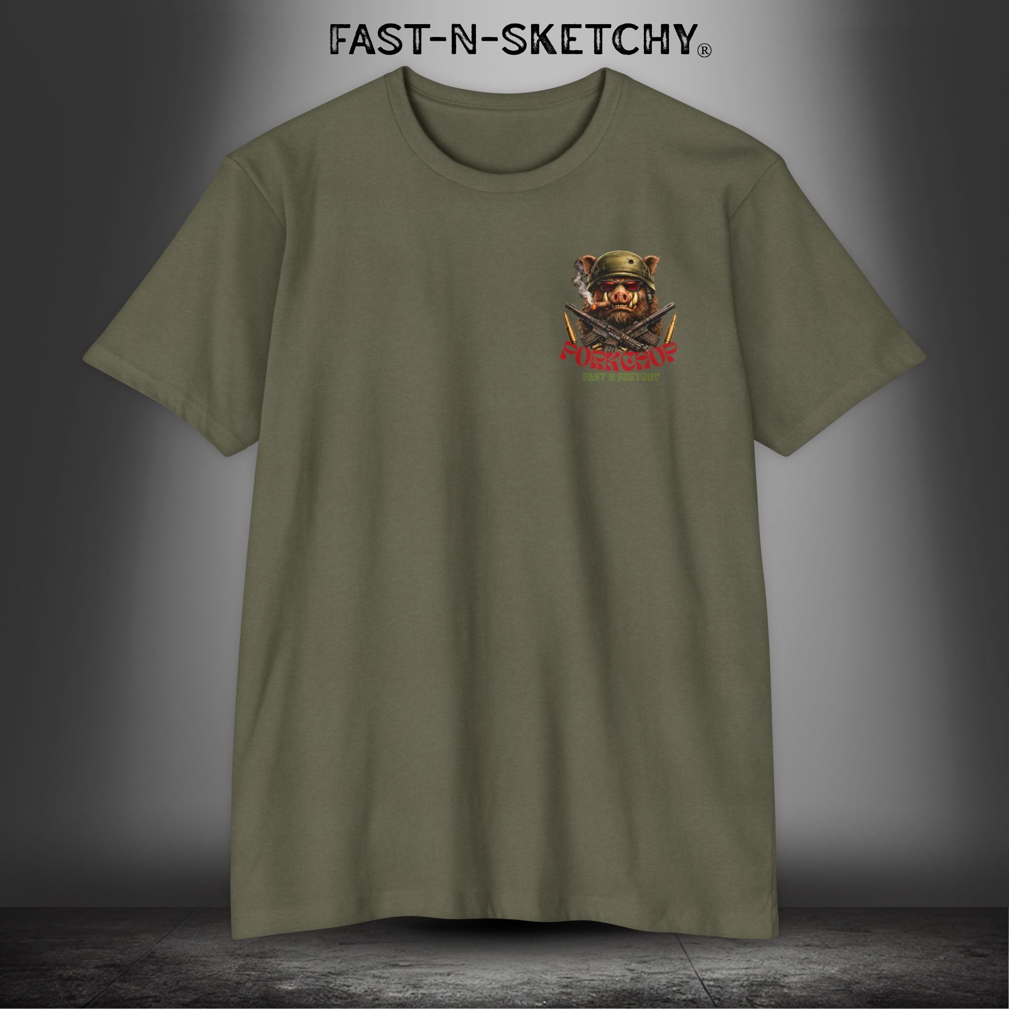 Porkchop, Thick Cut Thin Patience: Military Edition Premium Fitted Tee