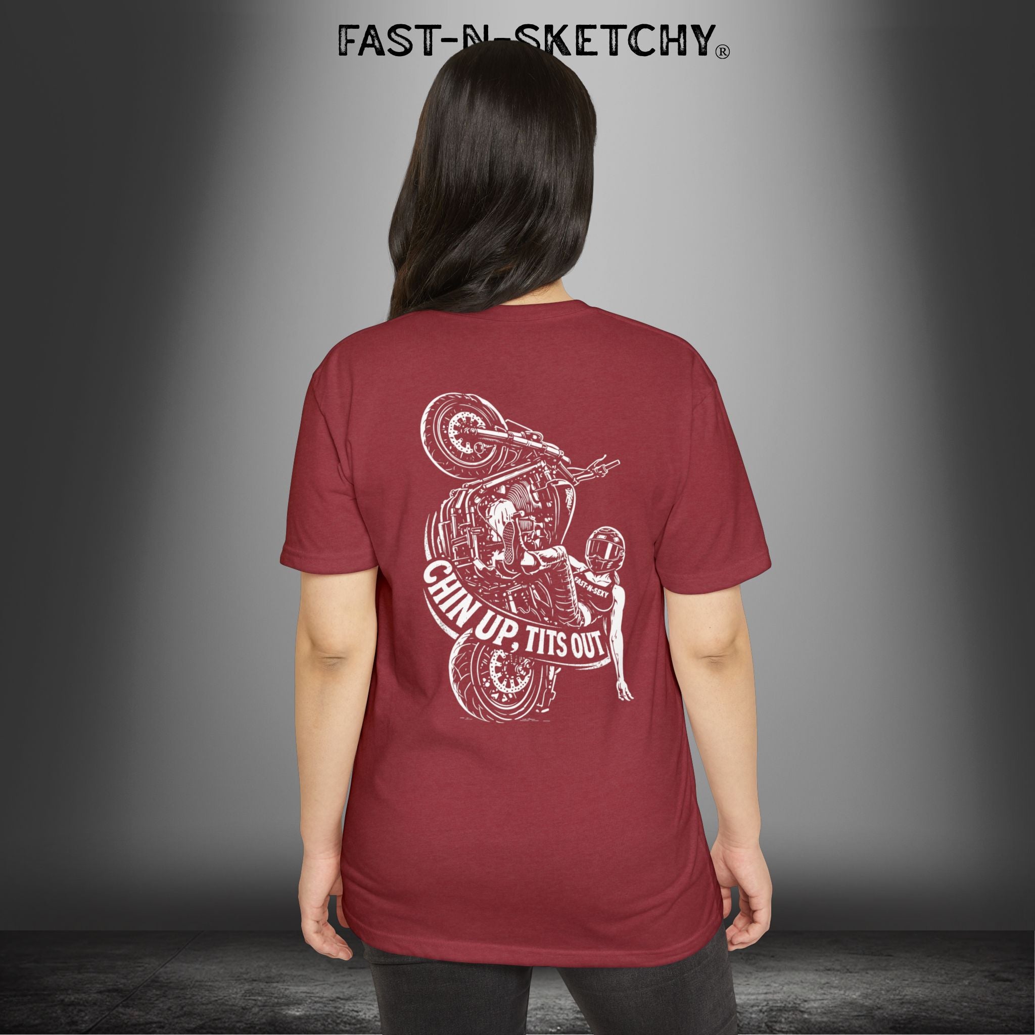 Chin Up, Tits Out: Biker Edition Premium Fitted Tee