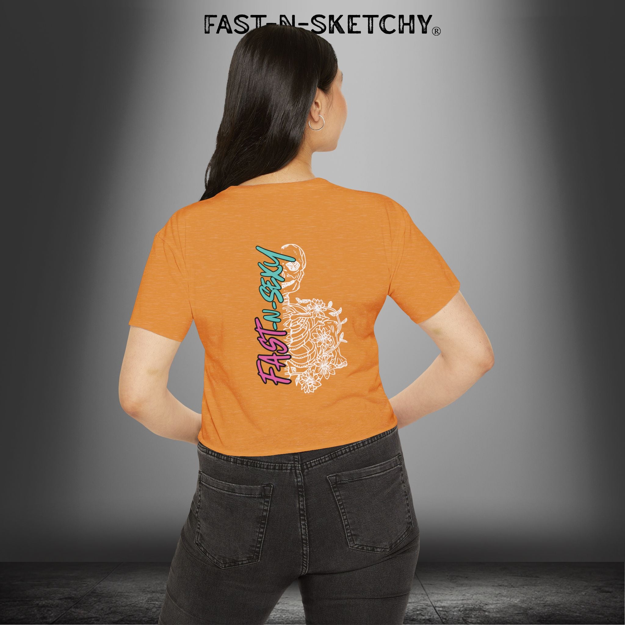 FAST-N-SEXY™ WITH HALF SKULL: Festival Crop Top